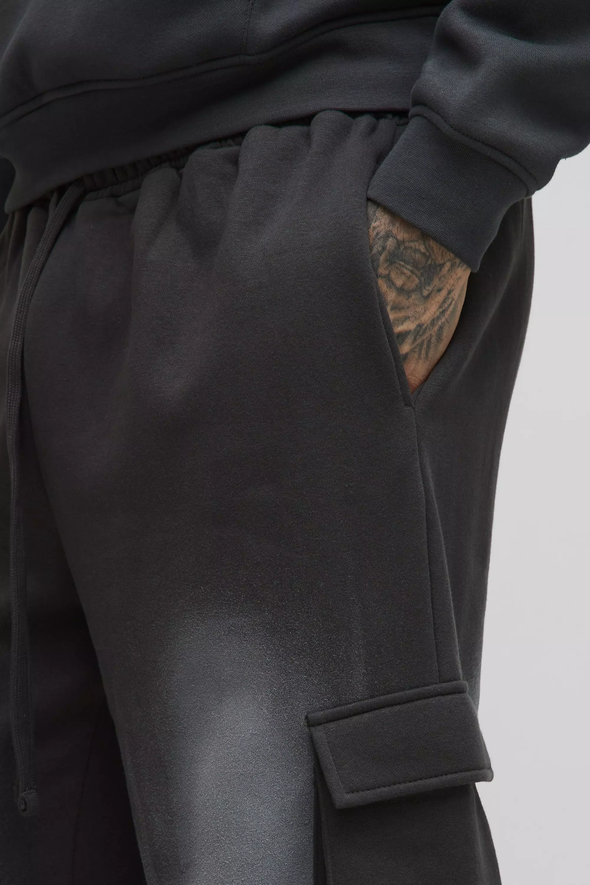 Tall - Jogging cargo oversize délavé, Charcoal autre image