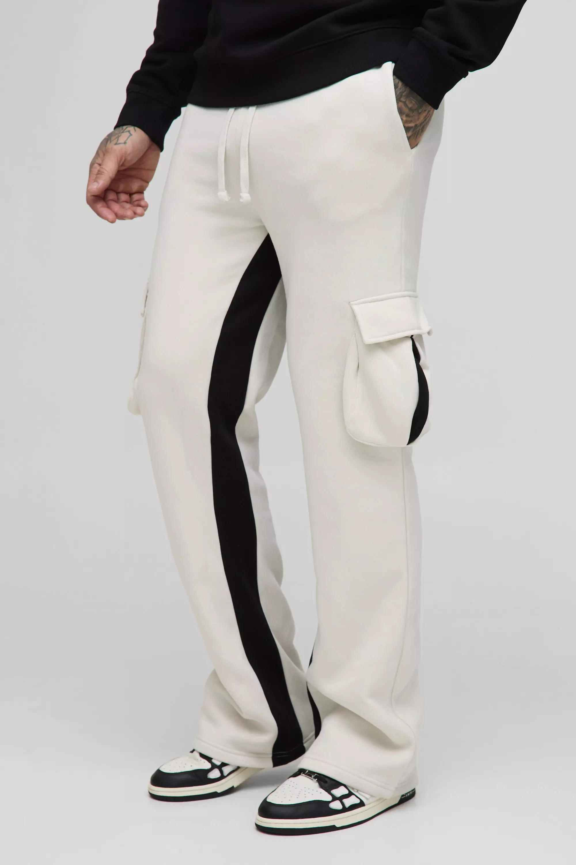 Grey Tall Cargo Flared Gusset Sweatpants alternative image