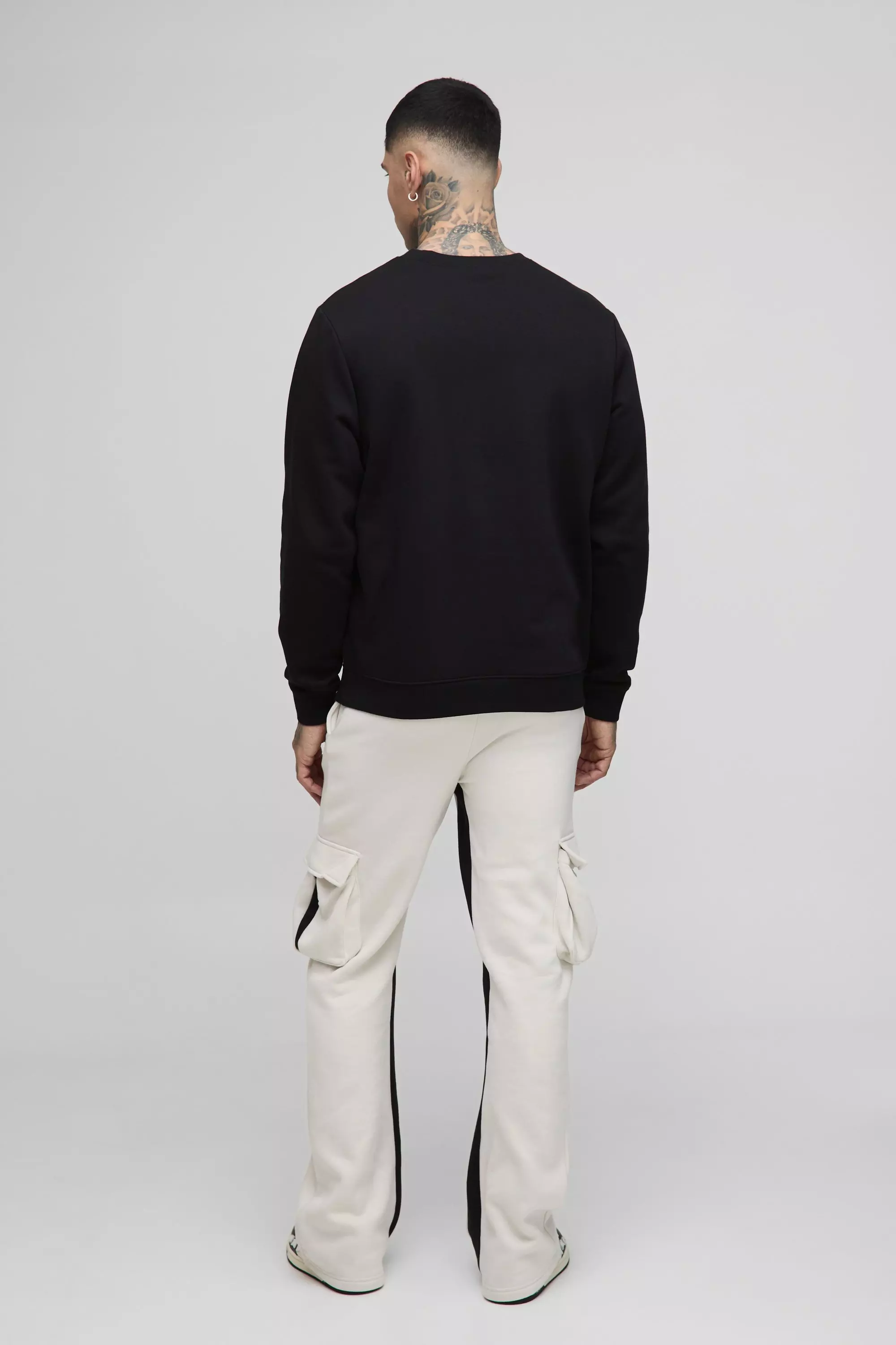 Grey Tall Cargo Flared Gusset Sweatpants alternative image