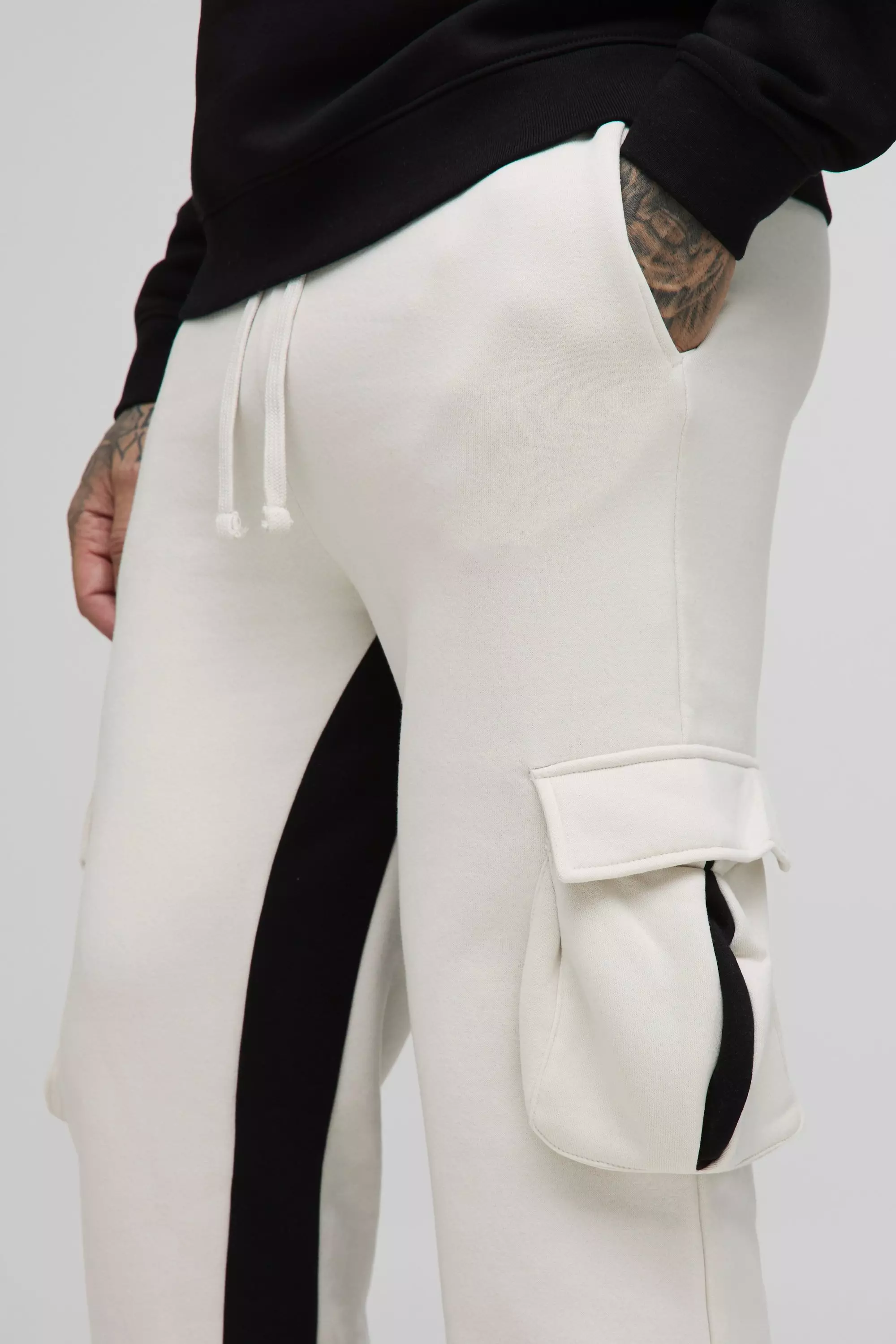 Grey Tall Cargo Flared Gusset Sweatpants alternative image