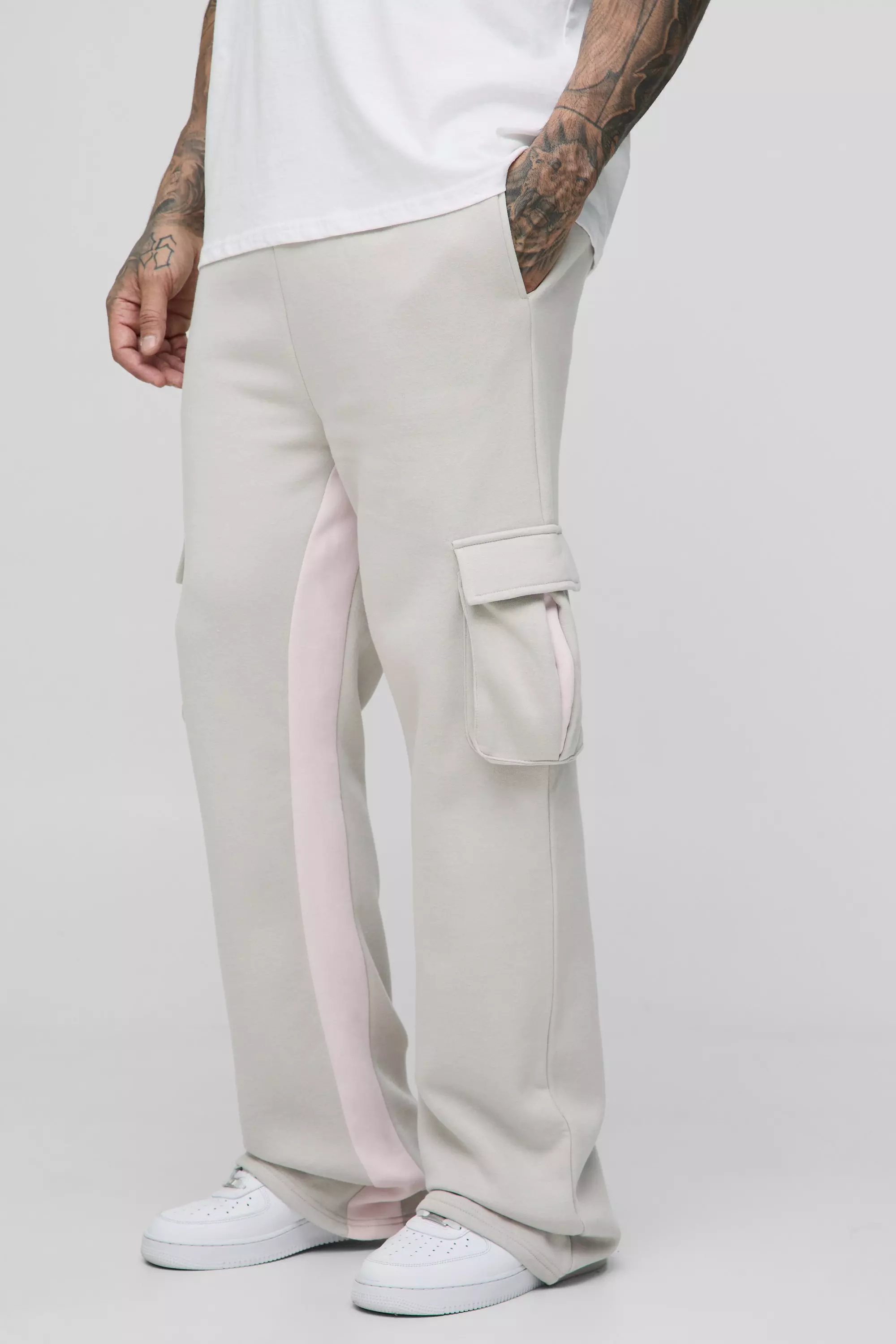 Grey Tall Cargo Flared Gusset Sweatpants alternative image