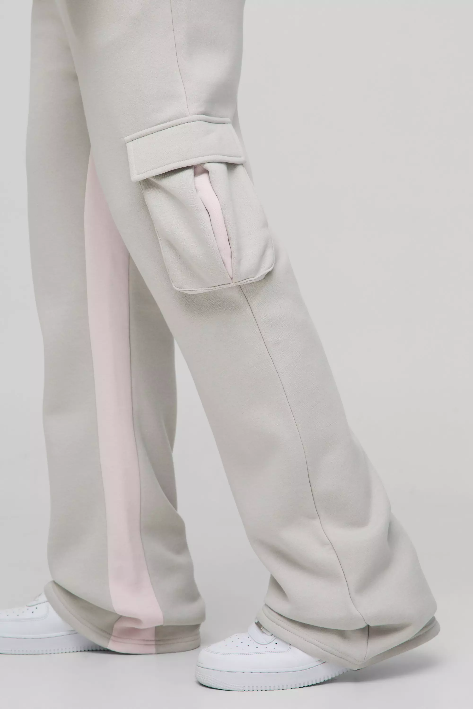 Grey Tall Cargo Flared Gusset Sweatpants alternative image