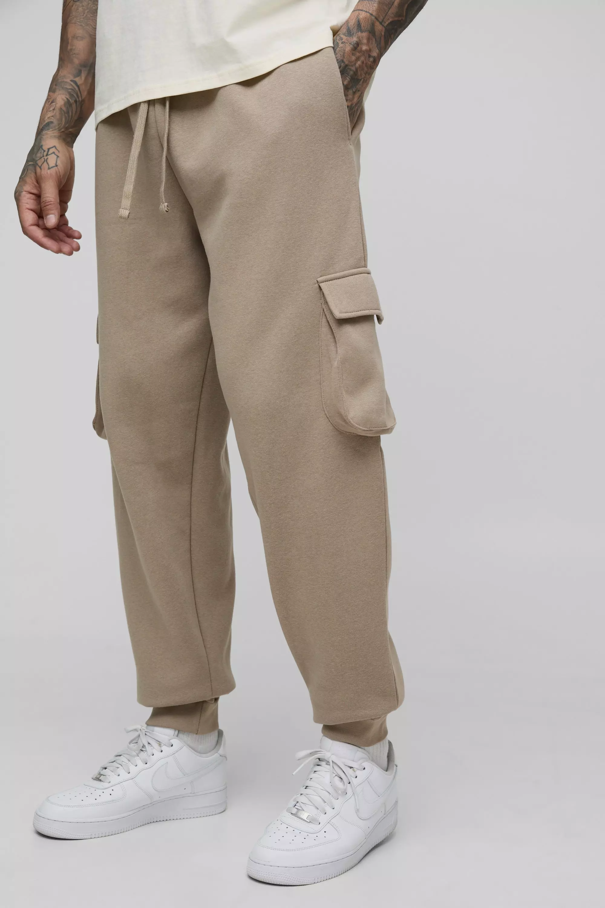 Taupe Tall Regular Fit Cargo Sweatpants alternative image