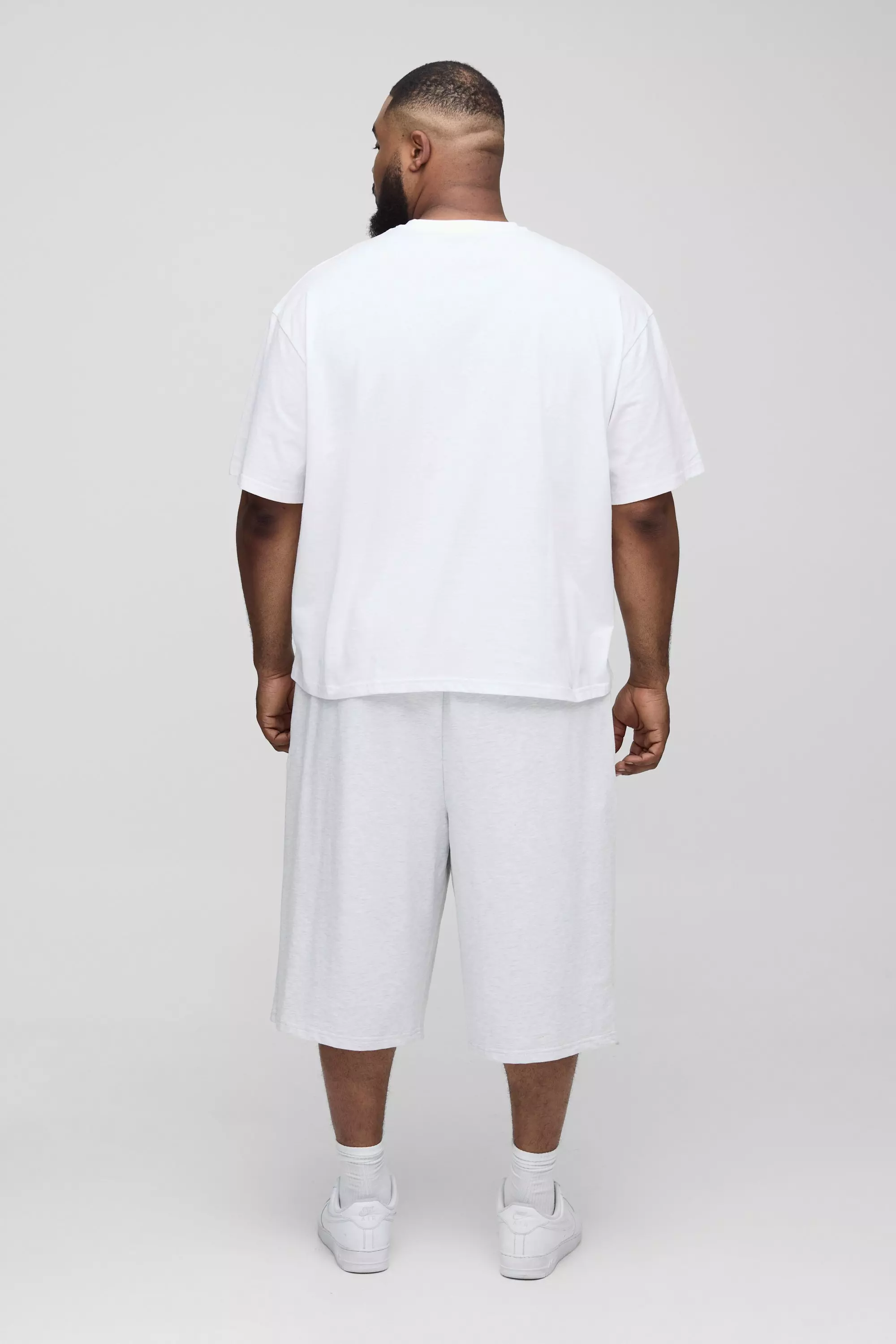 Plus 260GSM Loopback Basic Regular Fit Jersey Longline Shorts | boohooMAN USA
