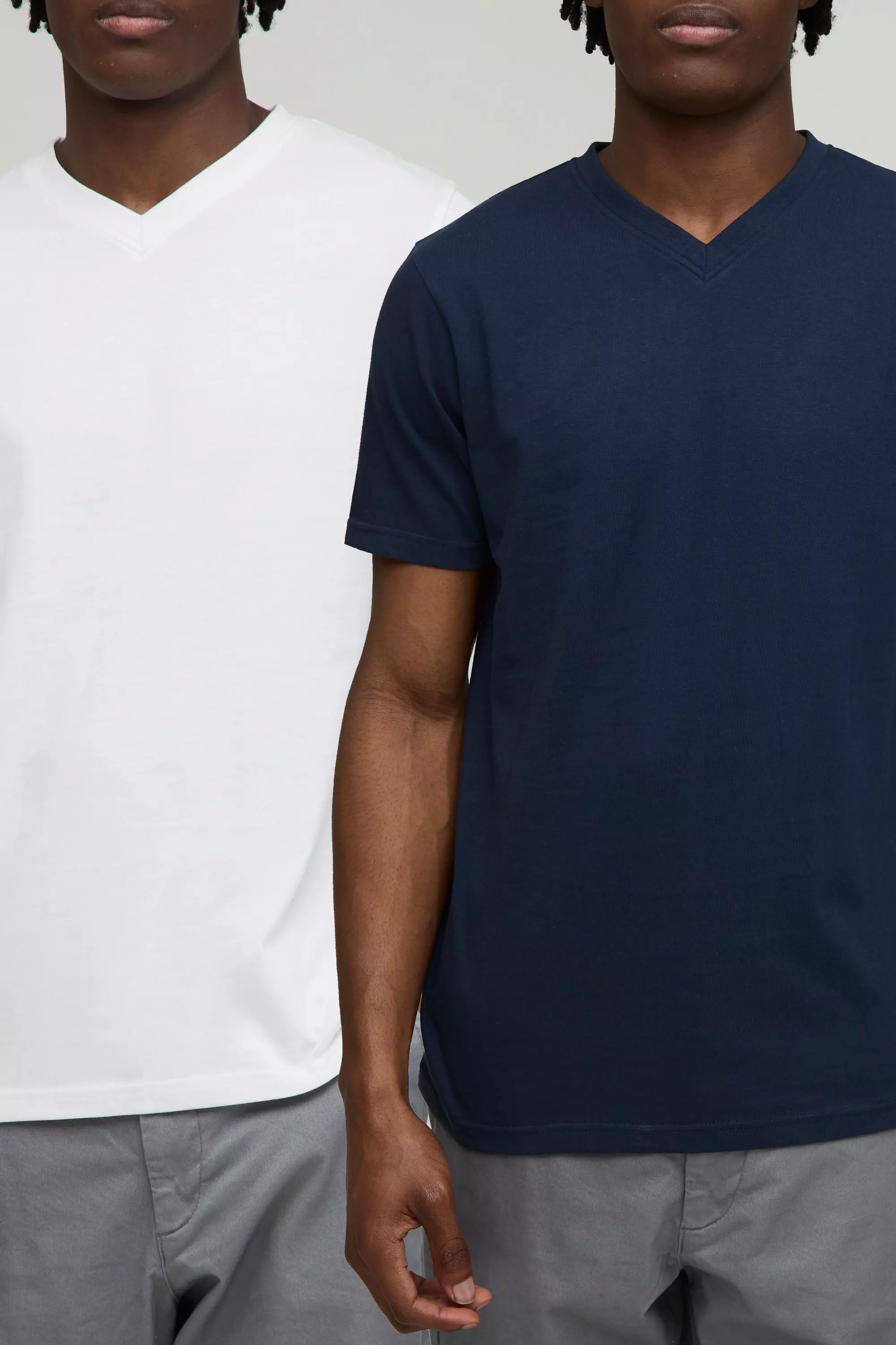 2 Pack Slim Fit V Neck T-Shirts Multi