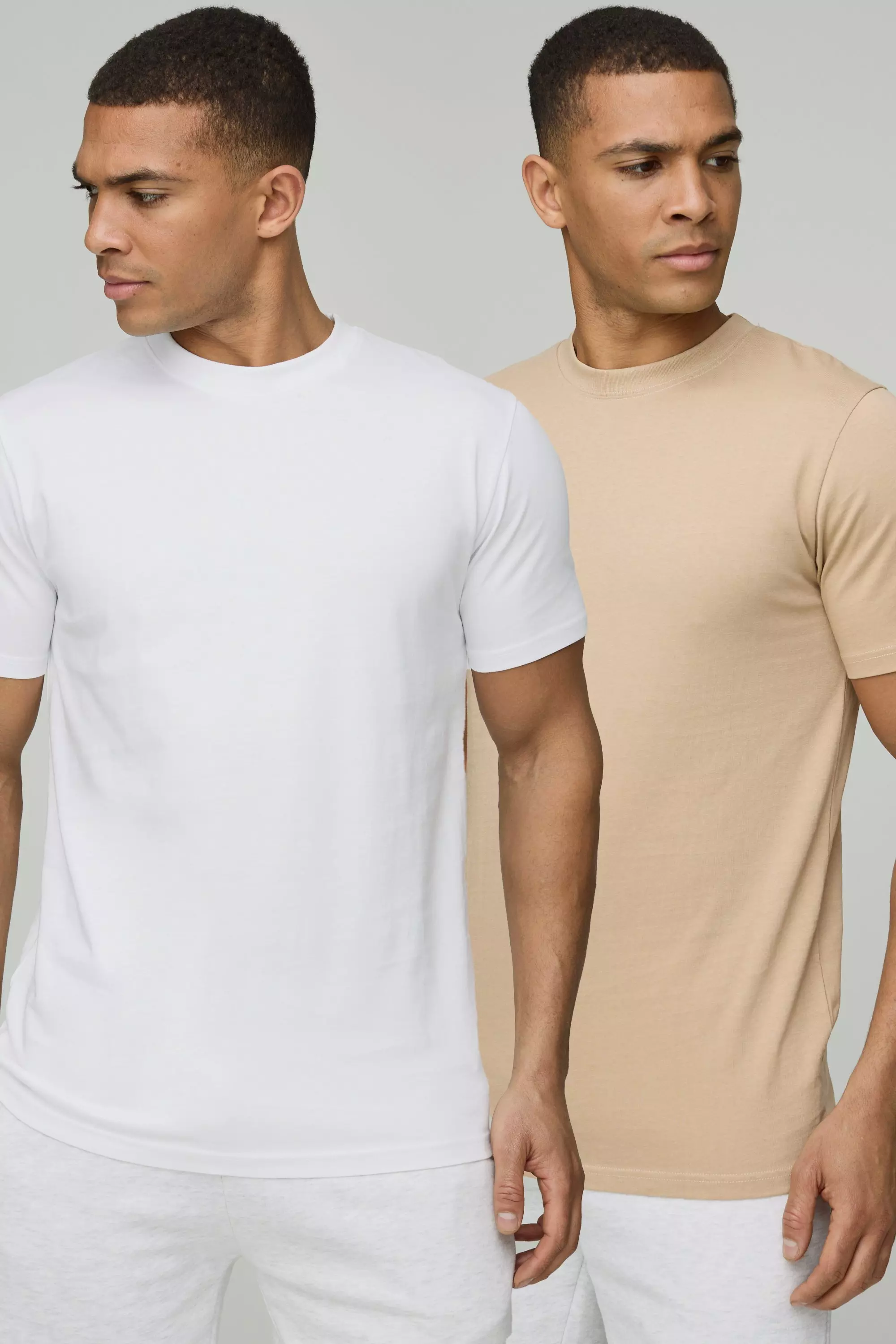 2 Pack Slim Fit Basic Crew Neck T-Shirts Multi