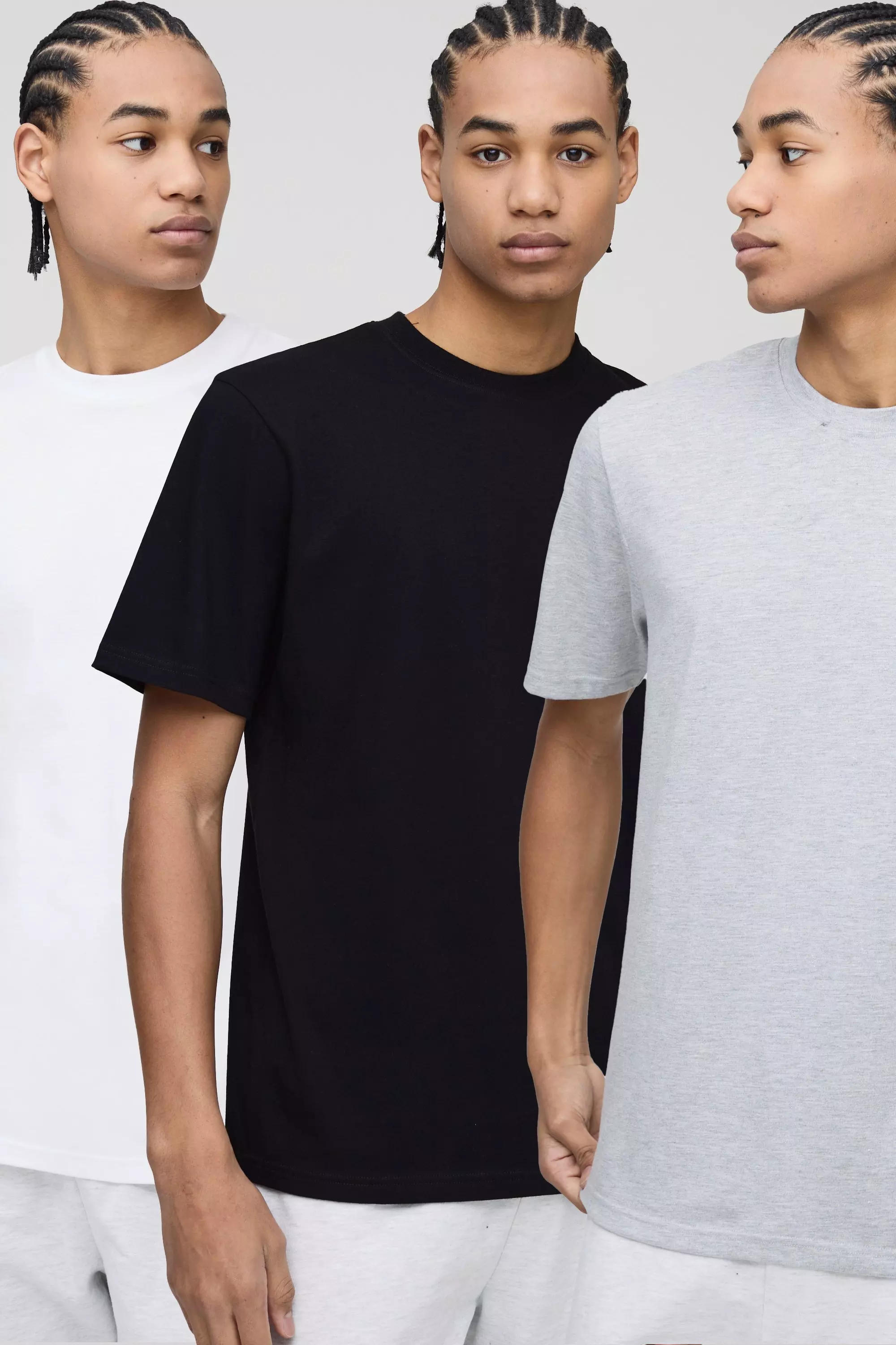 Multi Regular Fit 3 Pack Basic Crew Neck T-Shirts