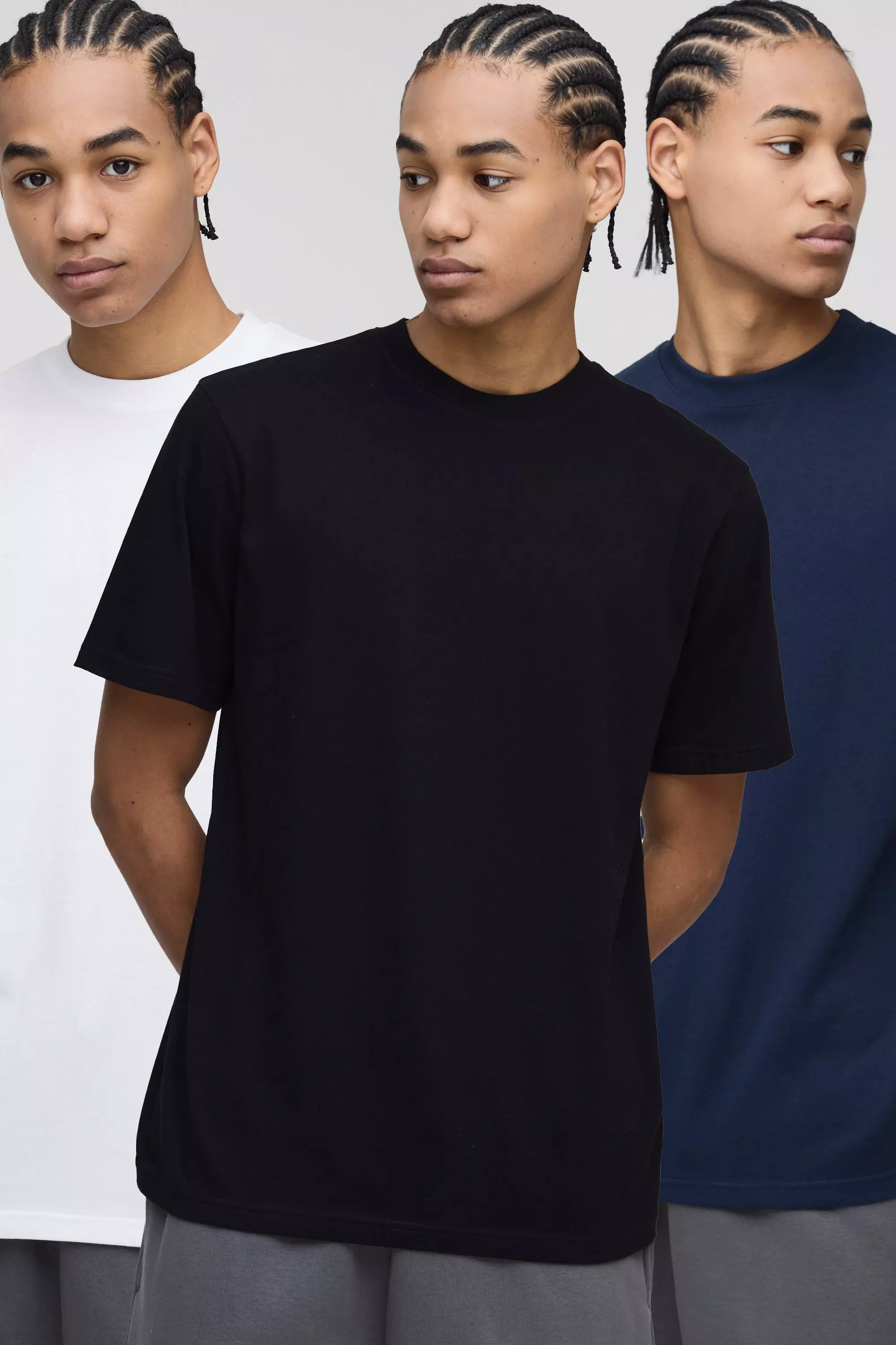 Multi Regular Fit 3 Pack Basic Crew Neck T-Shirts
