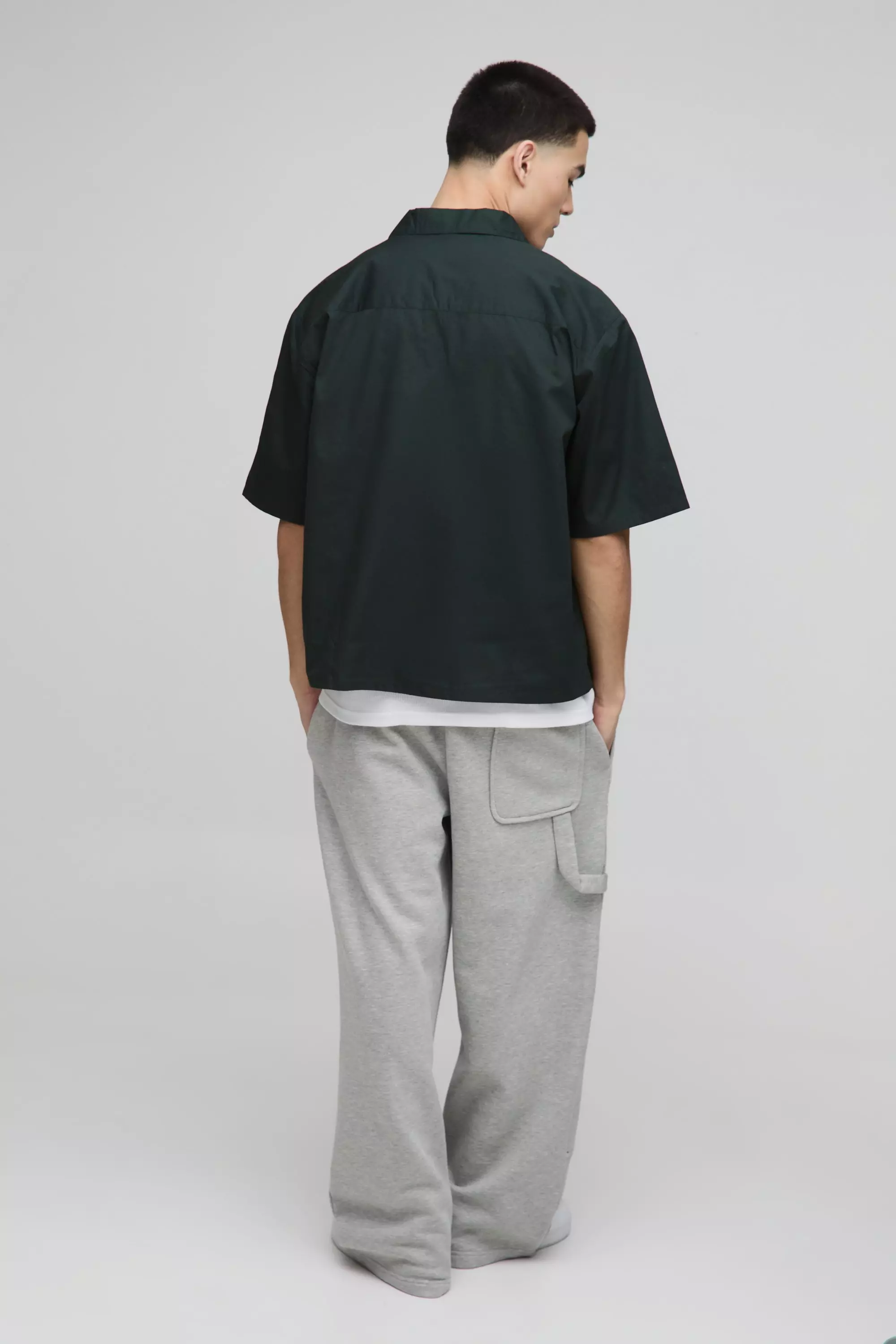 Oversized Katoenen Bm Overhemd Met Revers Kraag En Perzikhuid | boohooMAN NL