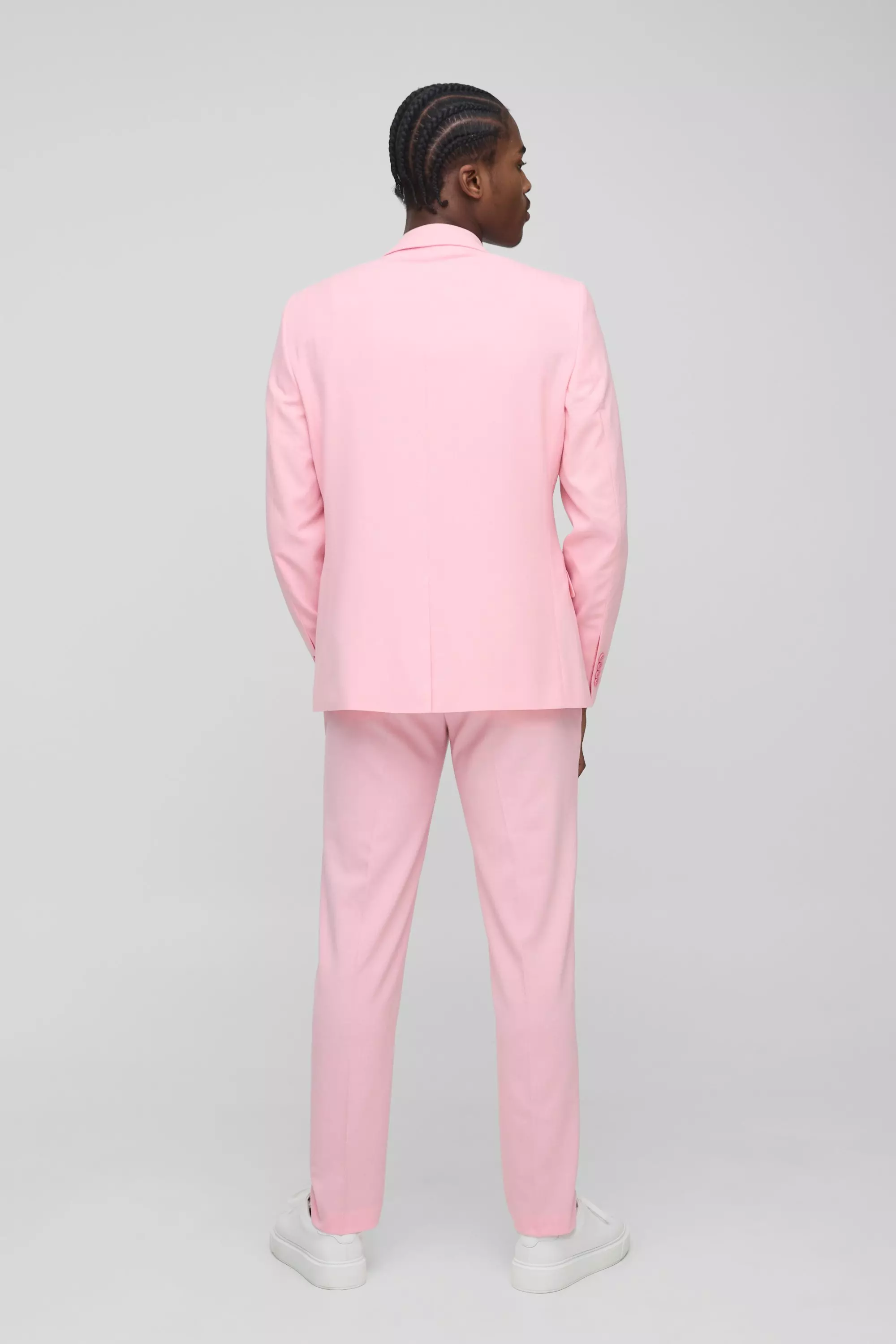 Pink Slim Fit Fixed Waistband Suit Pants alternative image