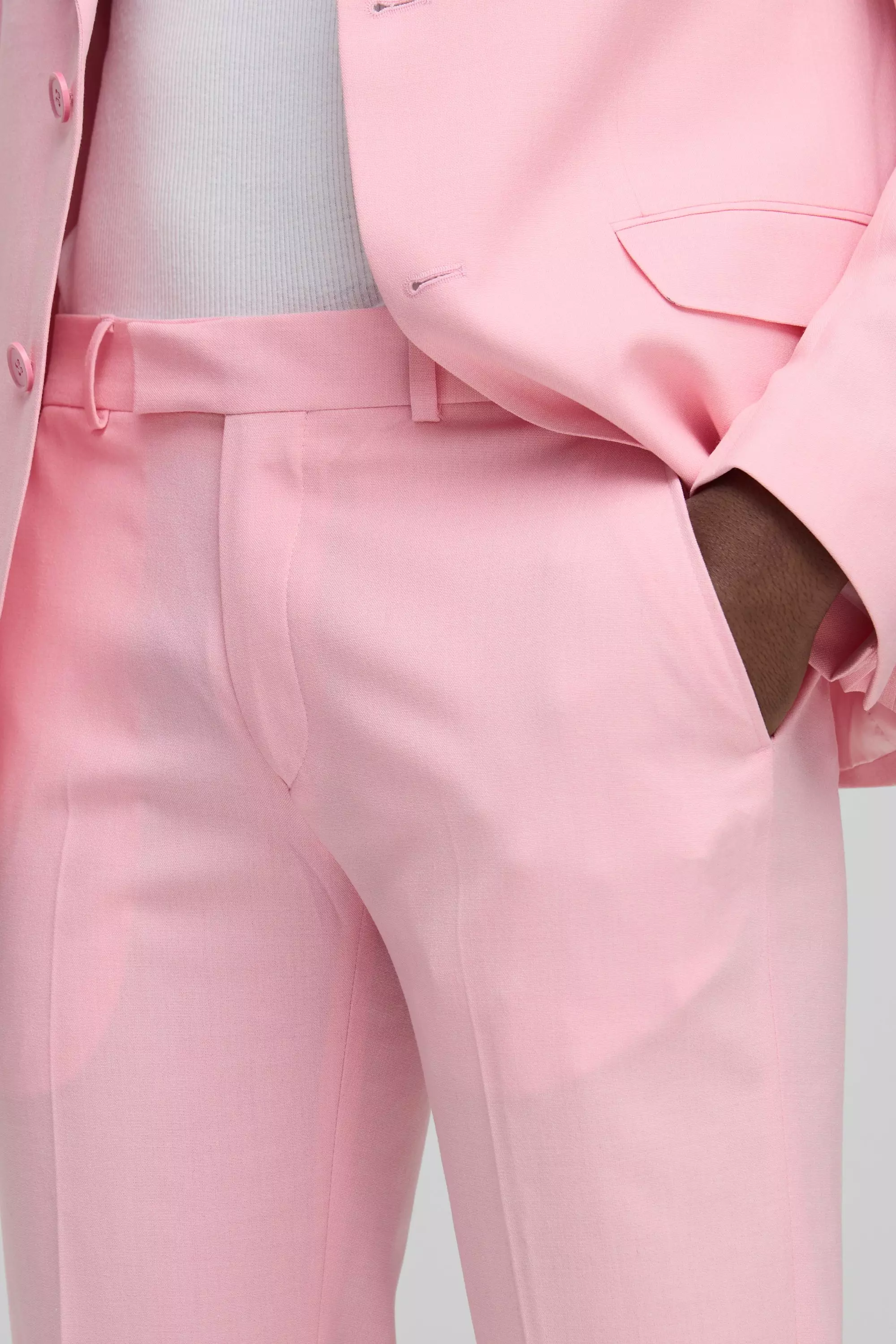 Pink Slim Fit Fixed Waistband Suit Pants alternative image