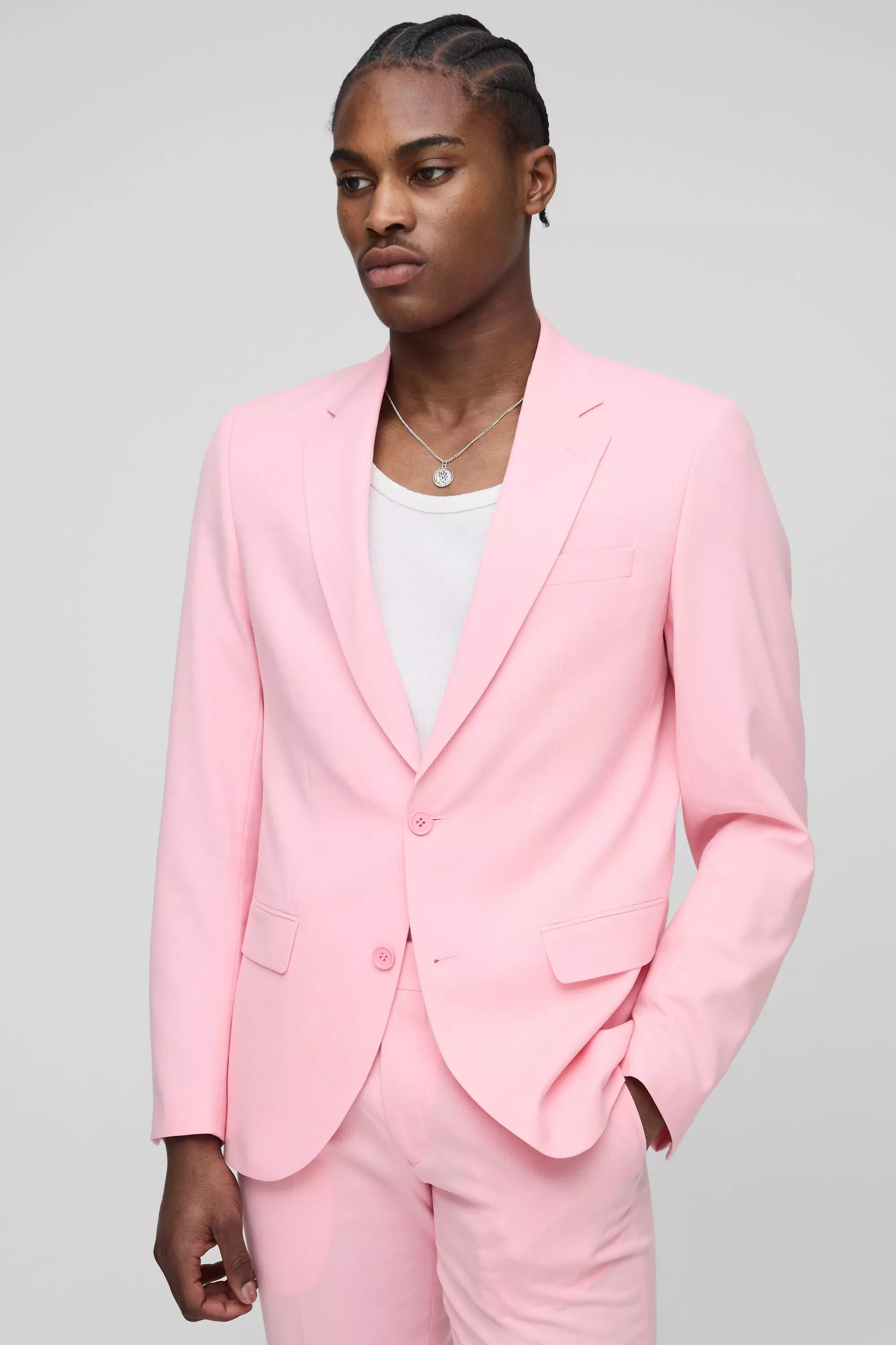 Pink Slim Fit Single Breasted Suit Jacket alternative image