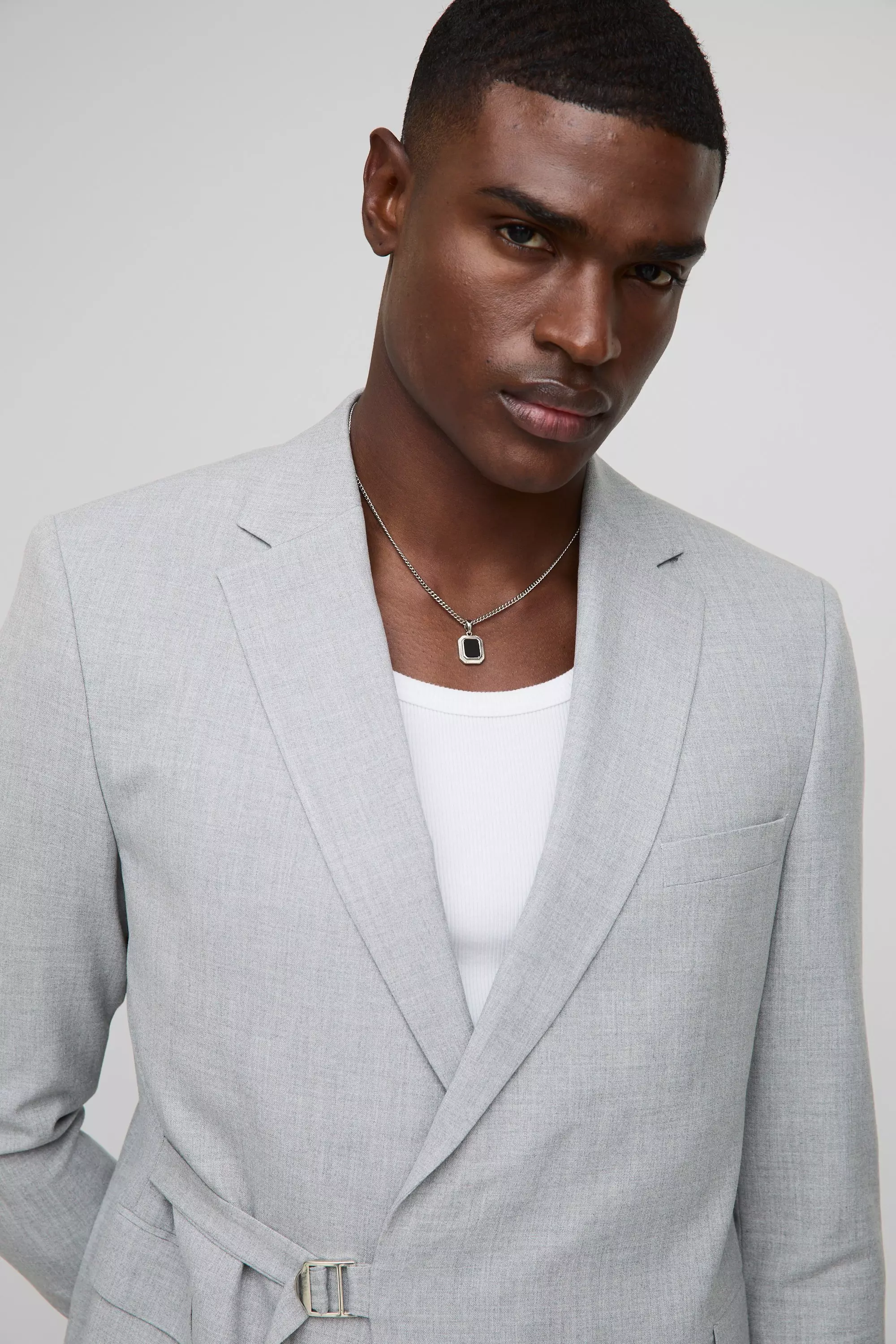 Straight Fit Wrap Detail Suit Jacket | boohooMAN USA