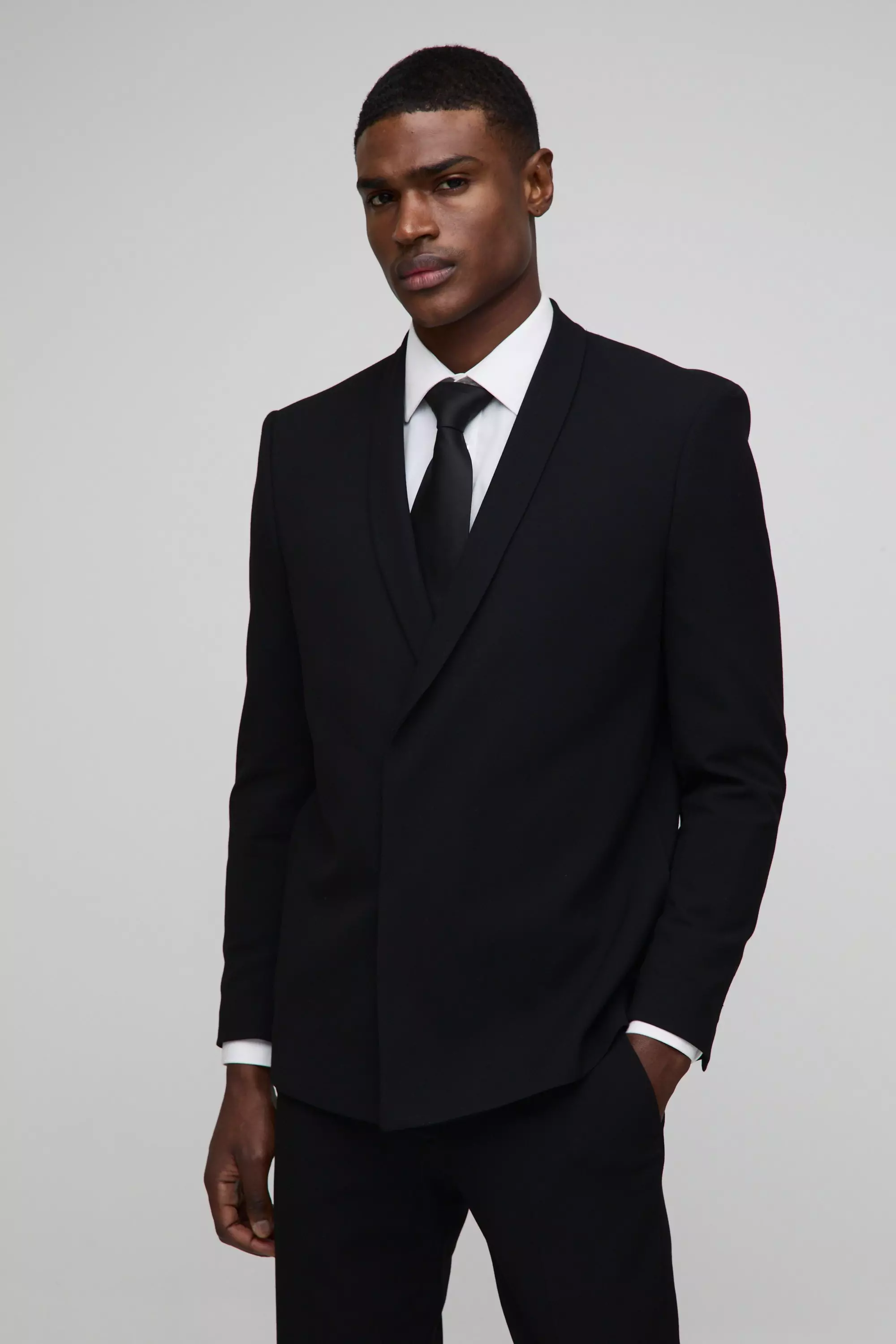 Black Straight Fit Pleat Front Fixed Waistband Suit Trousers alternative image
