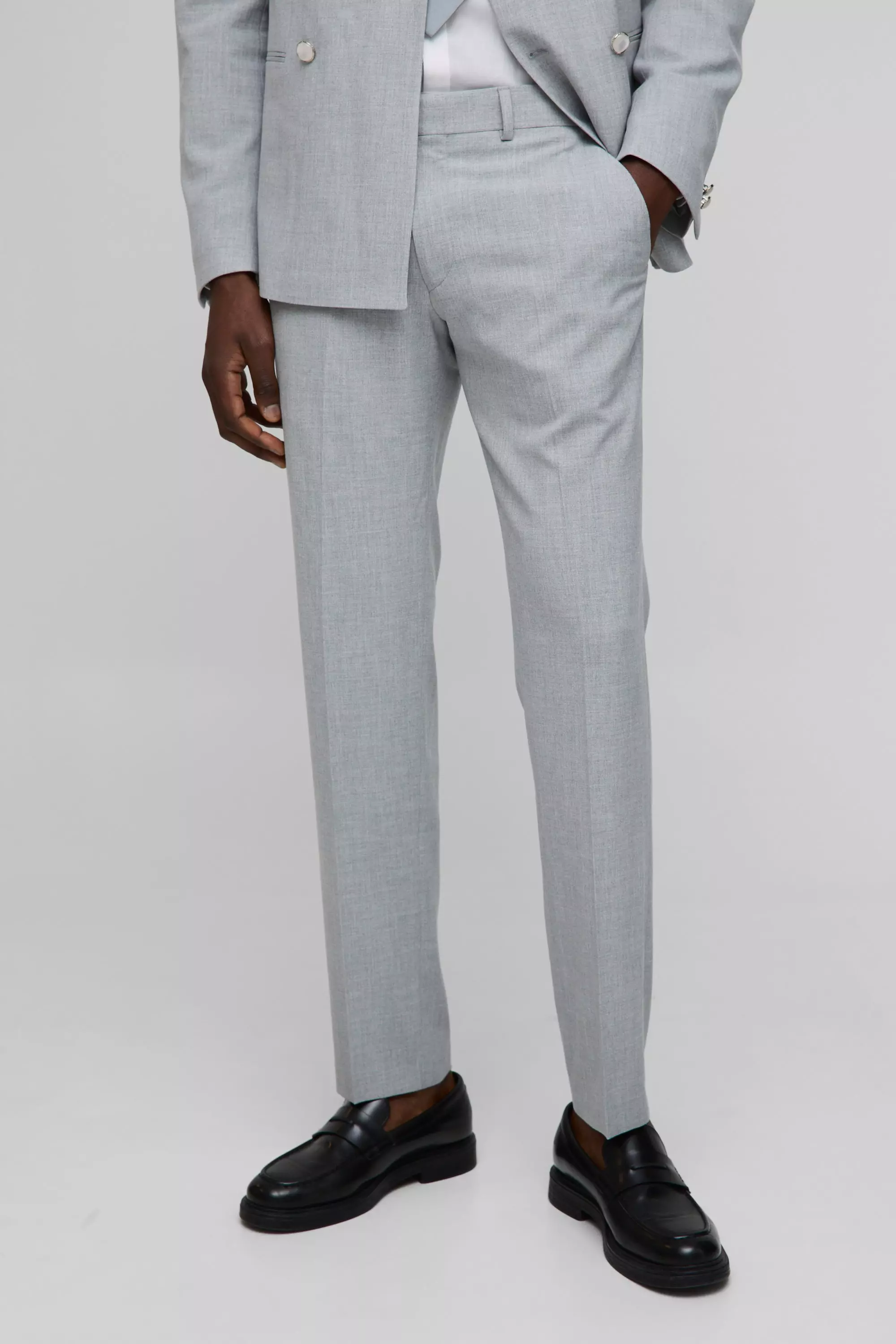 Light grey Slim FitÂ Fixed Waistband Dress Pants alternative image