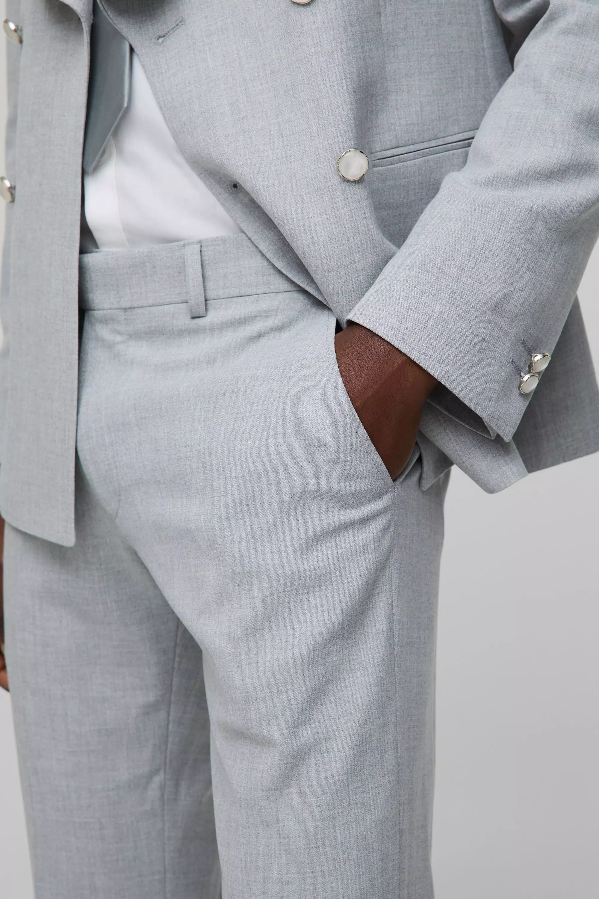 Light grey Slim FitÂ Fixed Waistband Dress Pants alternative image