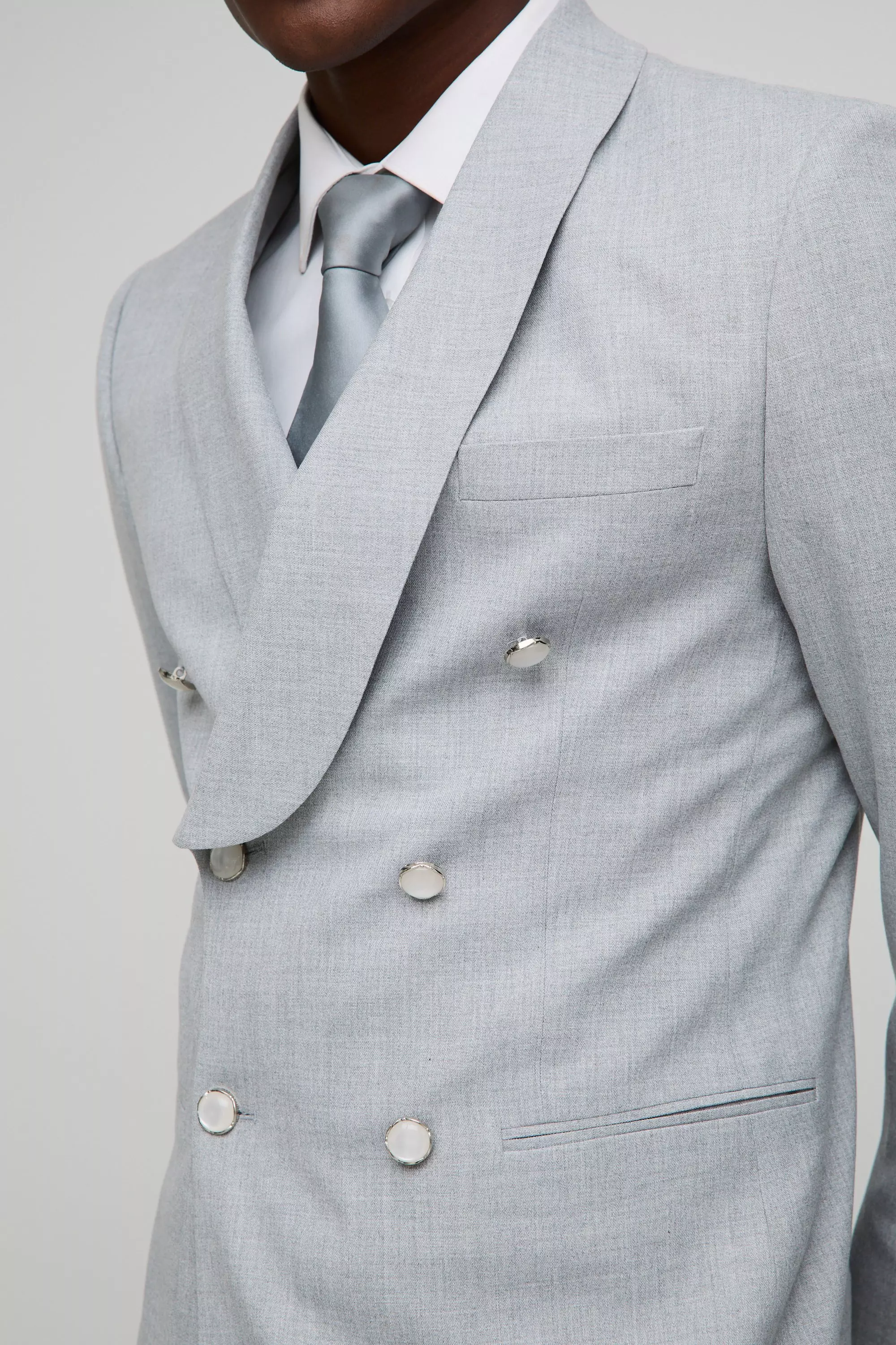 Veste de costume croisée droite, Light grey autre image
