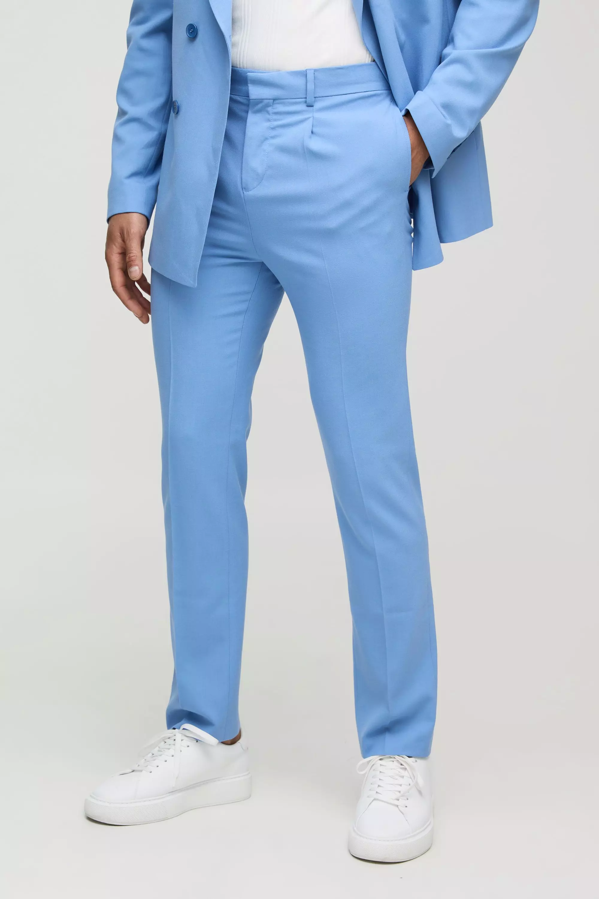 Pantalon de costume droit à taille fixe, Light blue autre image