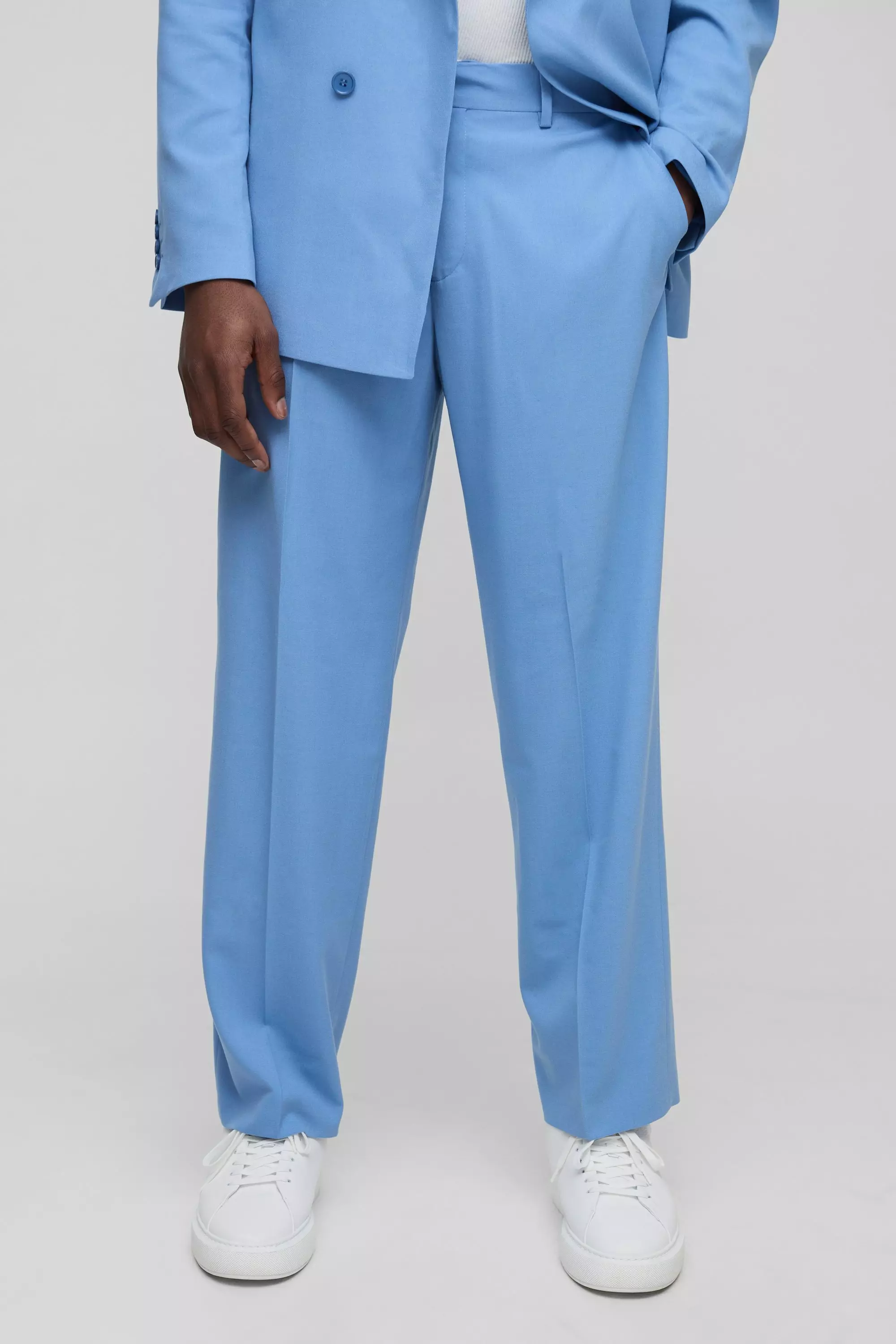 Light blue Relaxed Fit Fixed Waistband Suit Pants alternative image