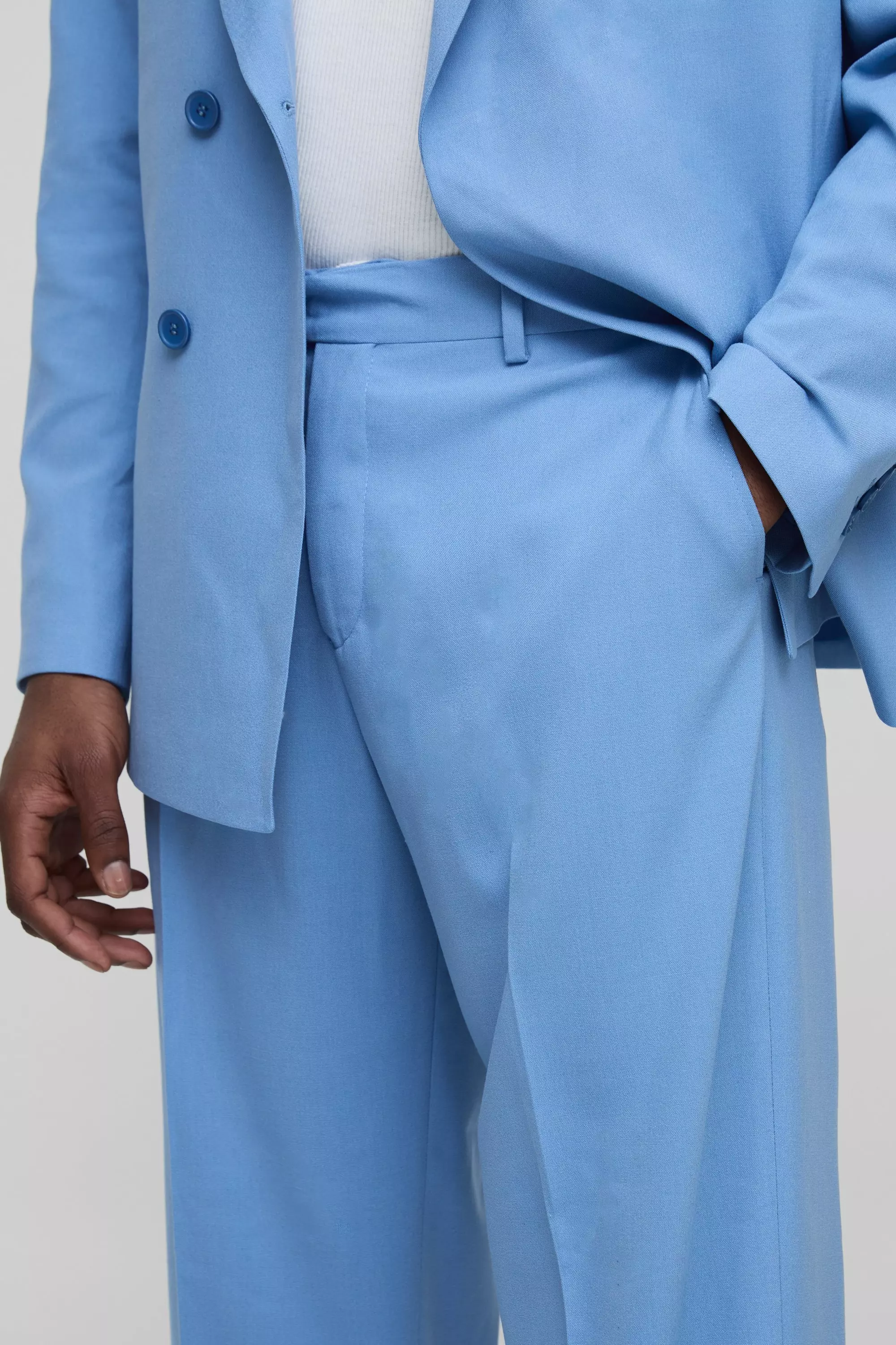 Light blue Relaxed Fit Fixed Waistband Suit Pants alternative image