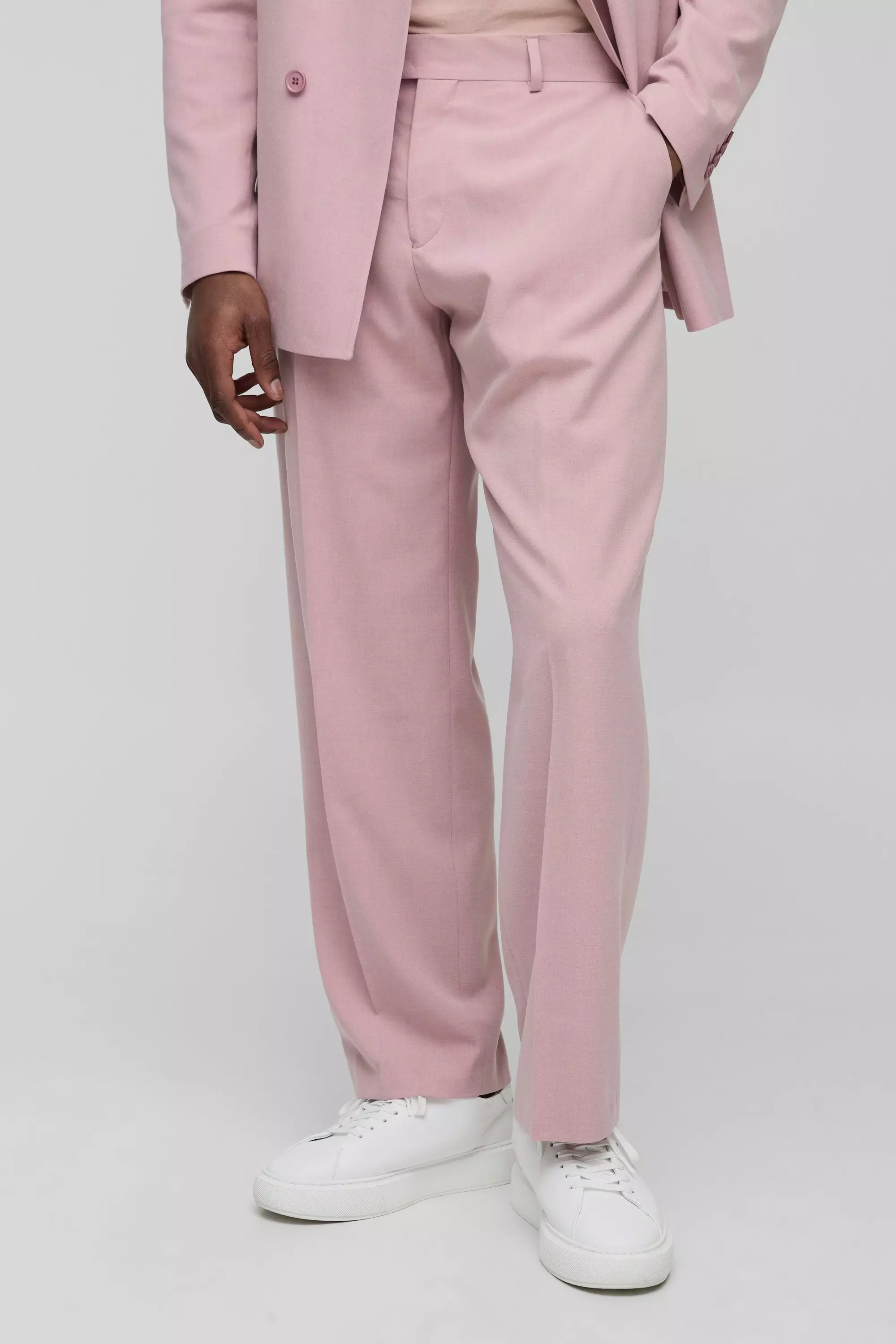 Light pink Wide Leg Fixed Waistband Suit Pants alternative image