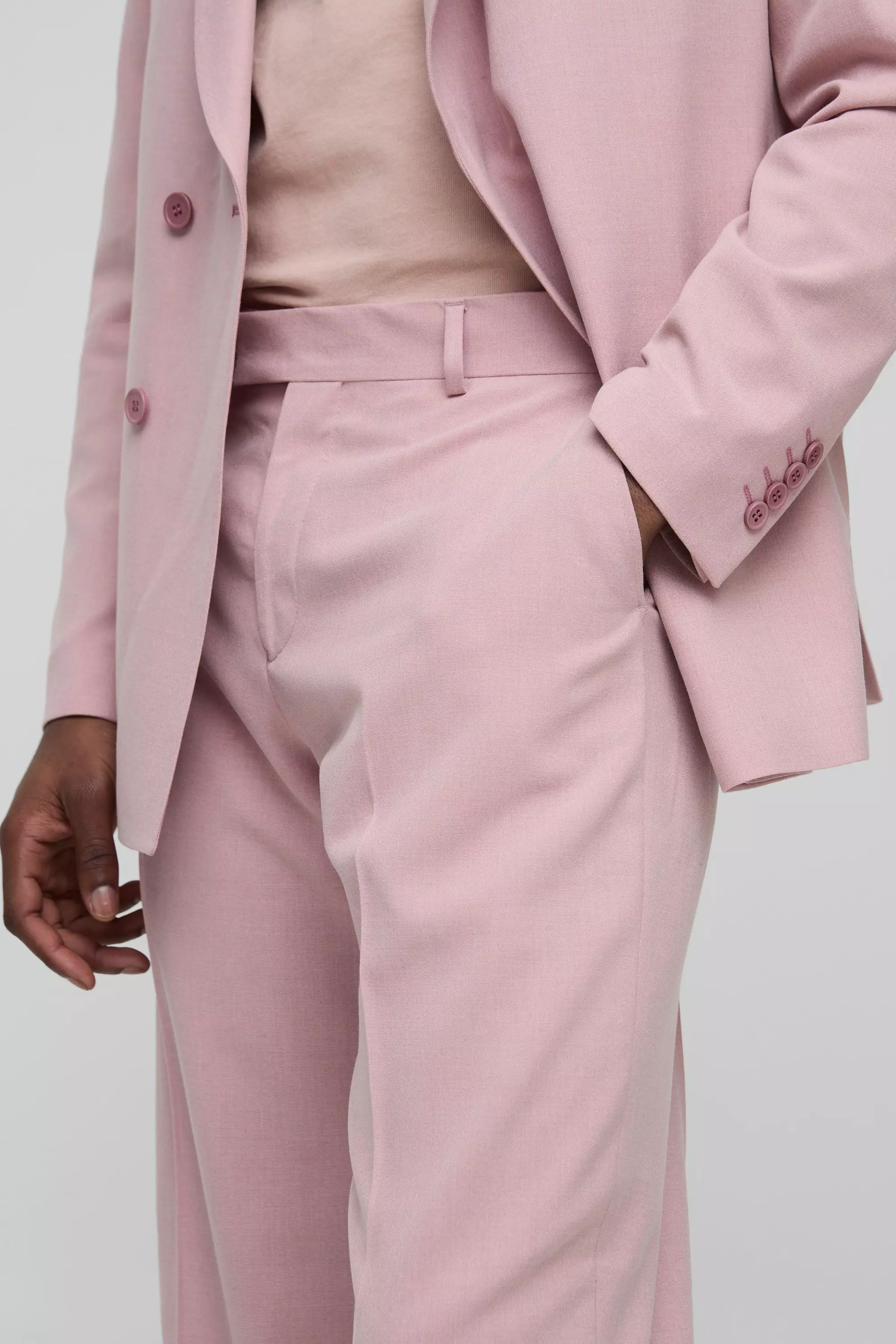 Light pink Wide Leg Fixed Waistband Suit Pants alternative image