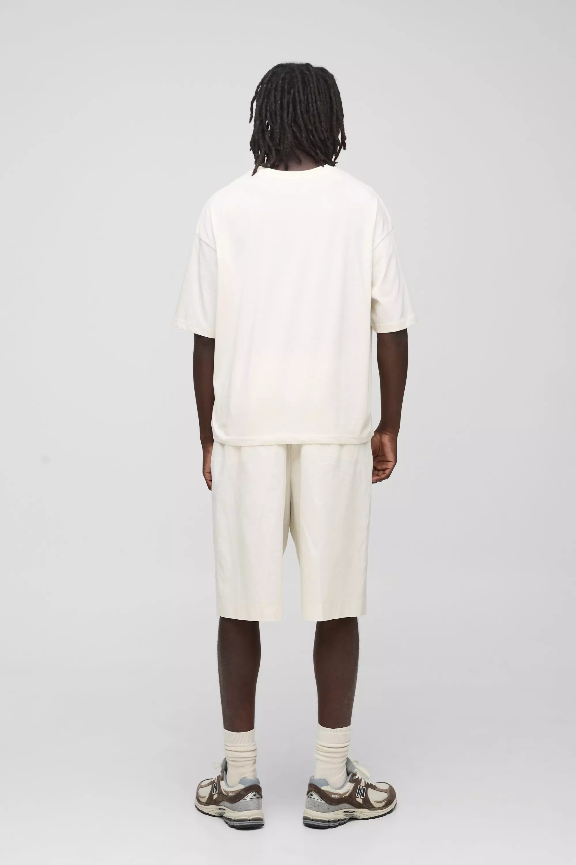 Beige Basic Oversized Boxy Crew Neck T-shirt alternative image
