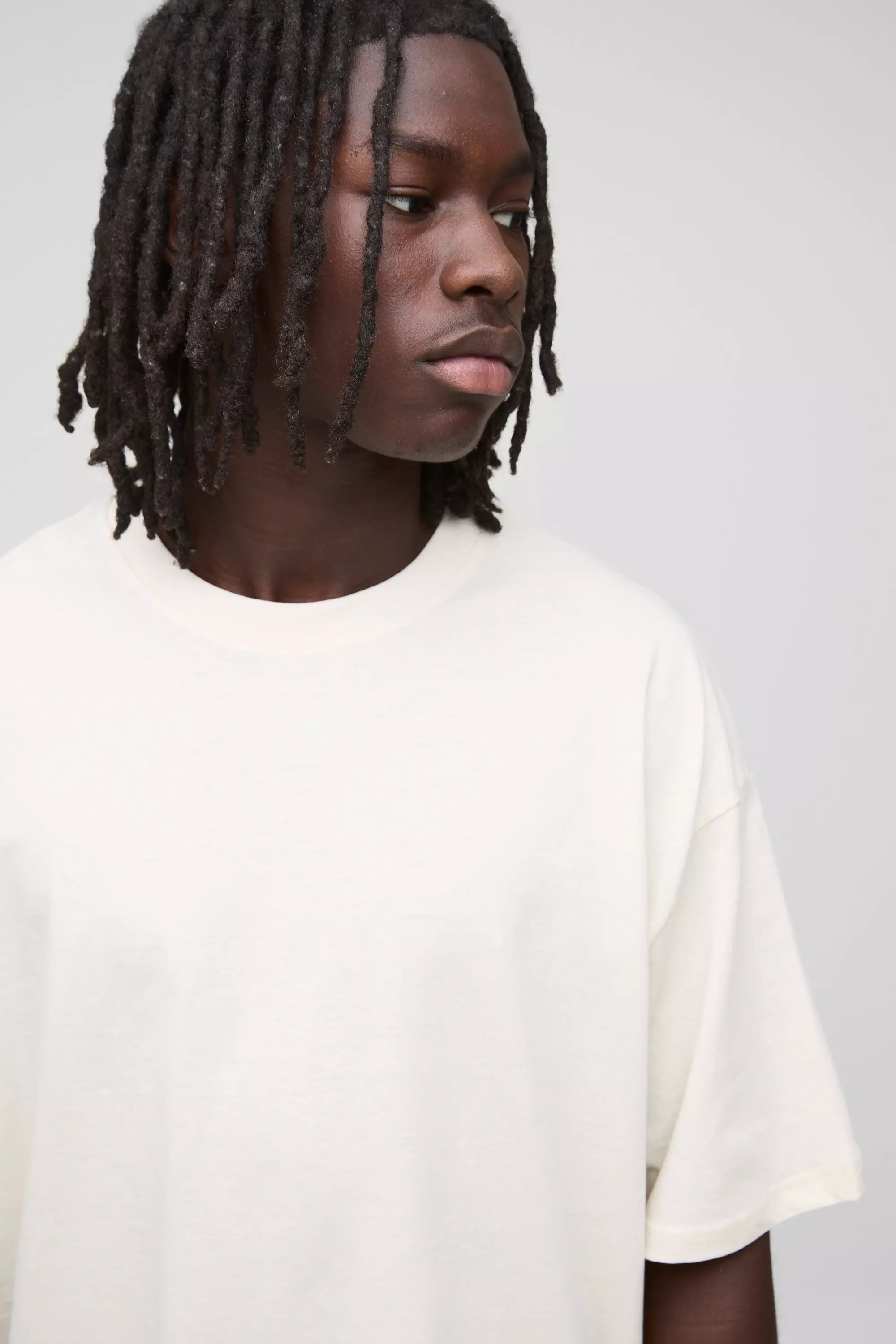 Beige Basic Oversized Boxy Crew Neck T-shirt alternative image