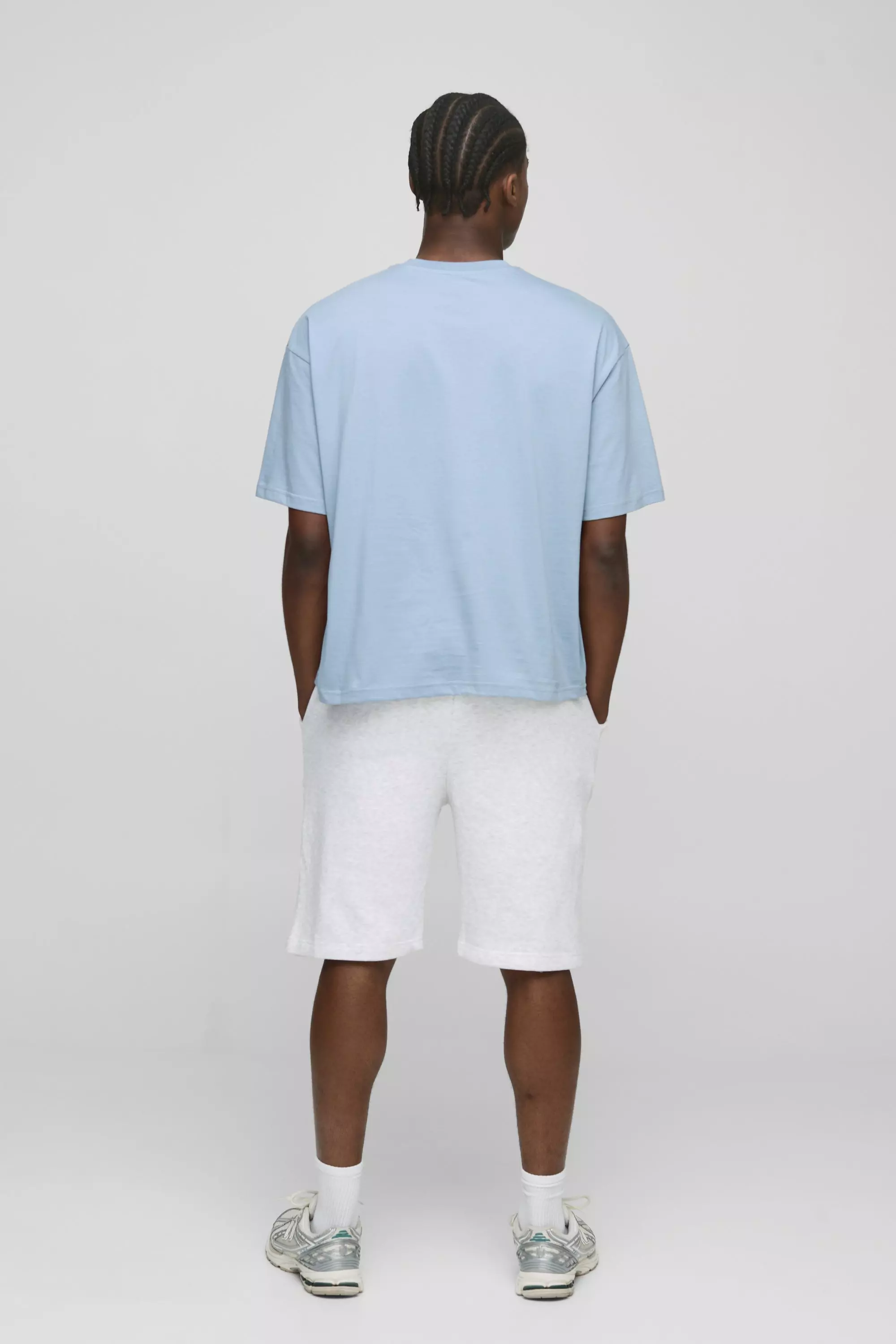 Powder blue Basic Oversized Boxy Crew Neck T-shirt alternative image