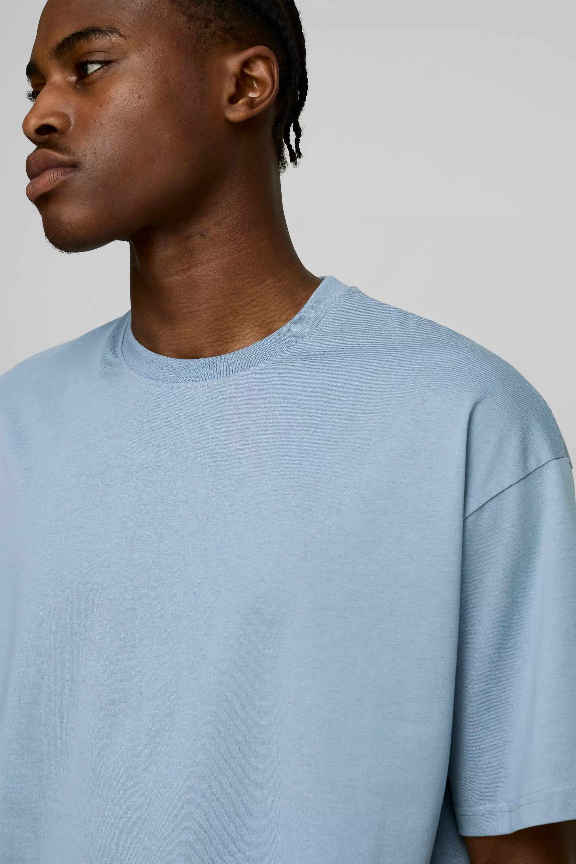 Kastiges Basic Oversize Rundhals T-Shirt, Powder blue alternatives Bild