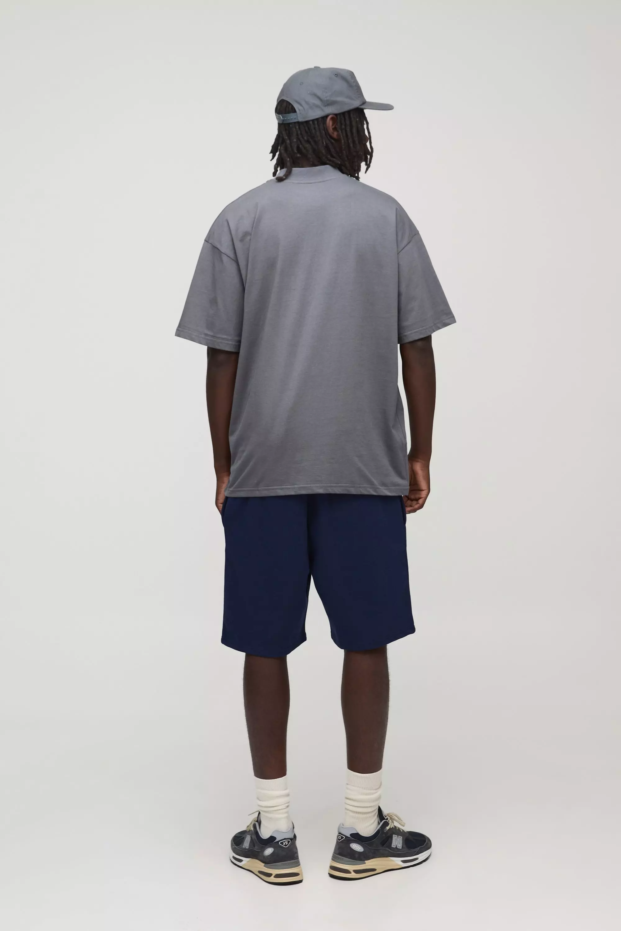 Charcoal Basic Oversized Extended Neck T-Shirt alternative image