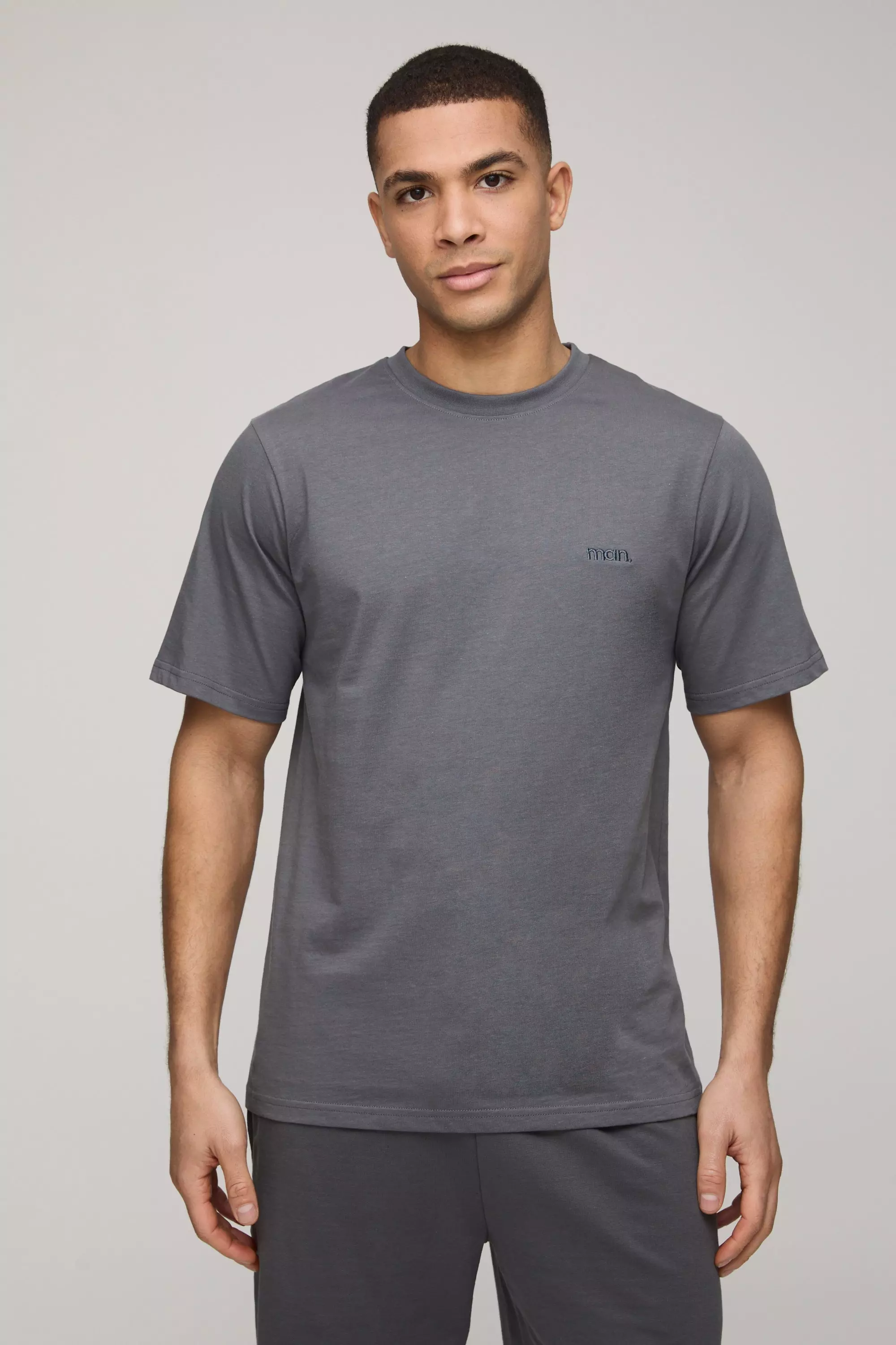 Charcoal MENS. Basic T-Shirt Met Crewneck alternatieve afbeelding