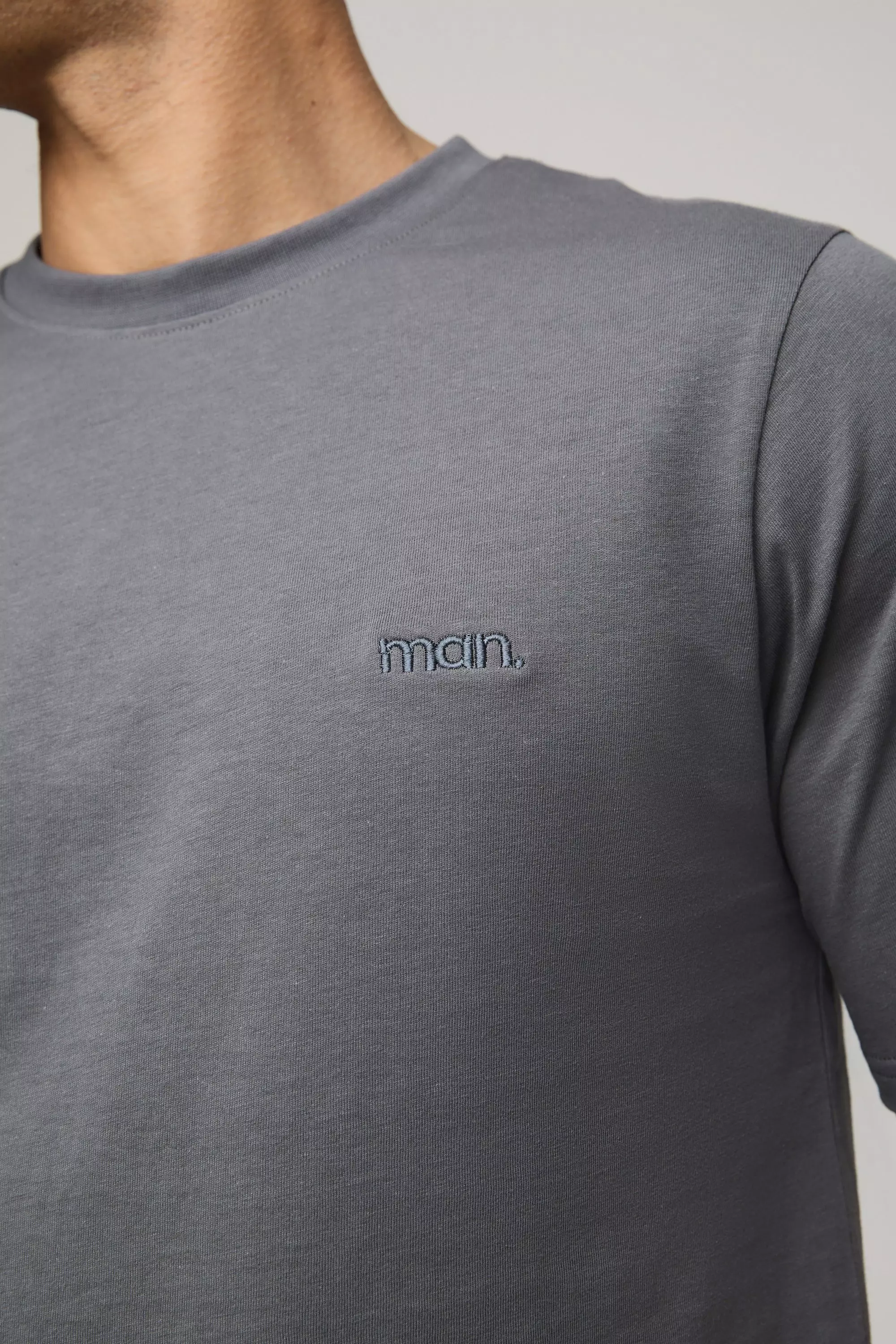 Charcoal MENS. Basic T-Shirt Met Crewneck alternatieve afbeelding