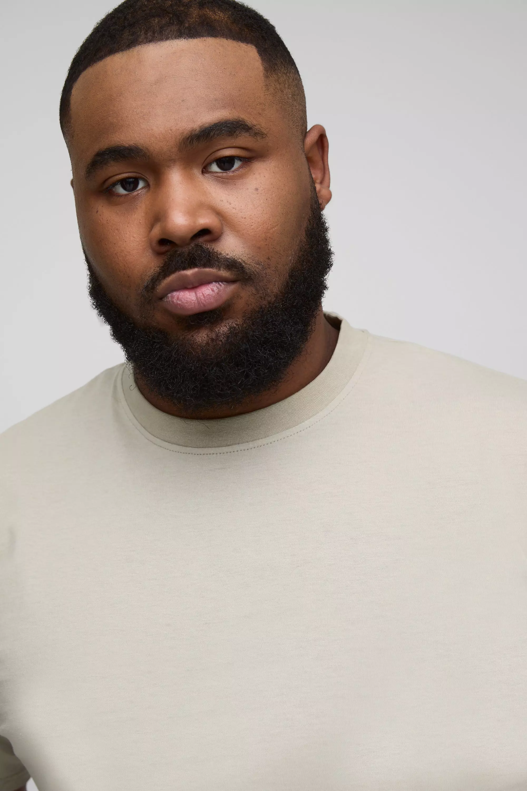 Light khaki Plus Basic Regular Fit Crew Neck T-Shirt alternative image