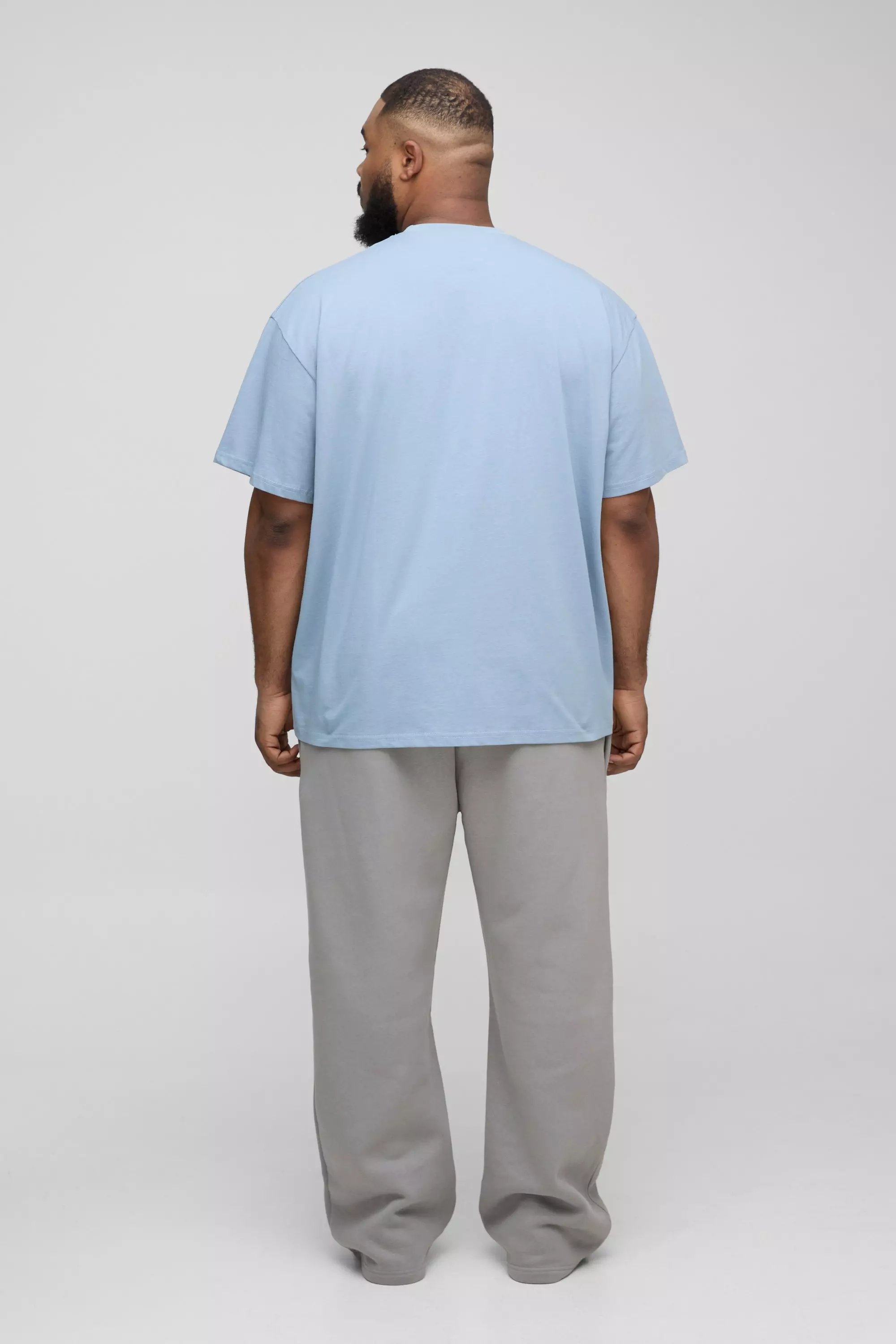 Light blue Plus Basic Oversized Fit Crew Neck T-Shirt alternative image