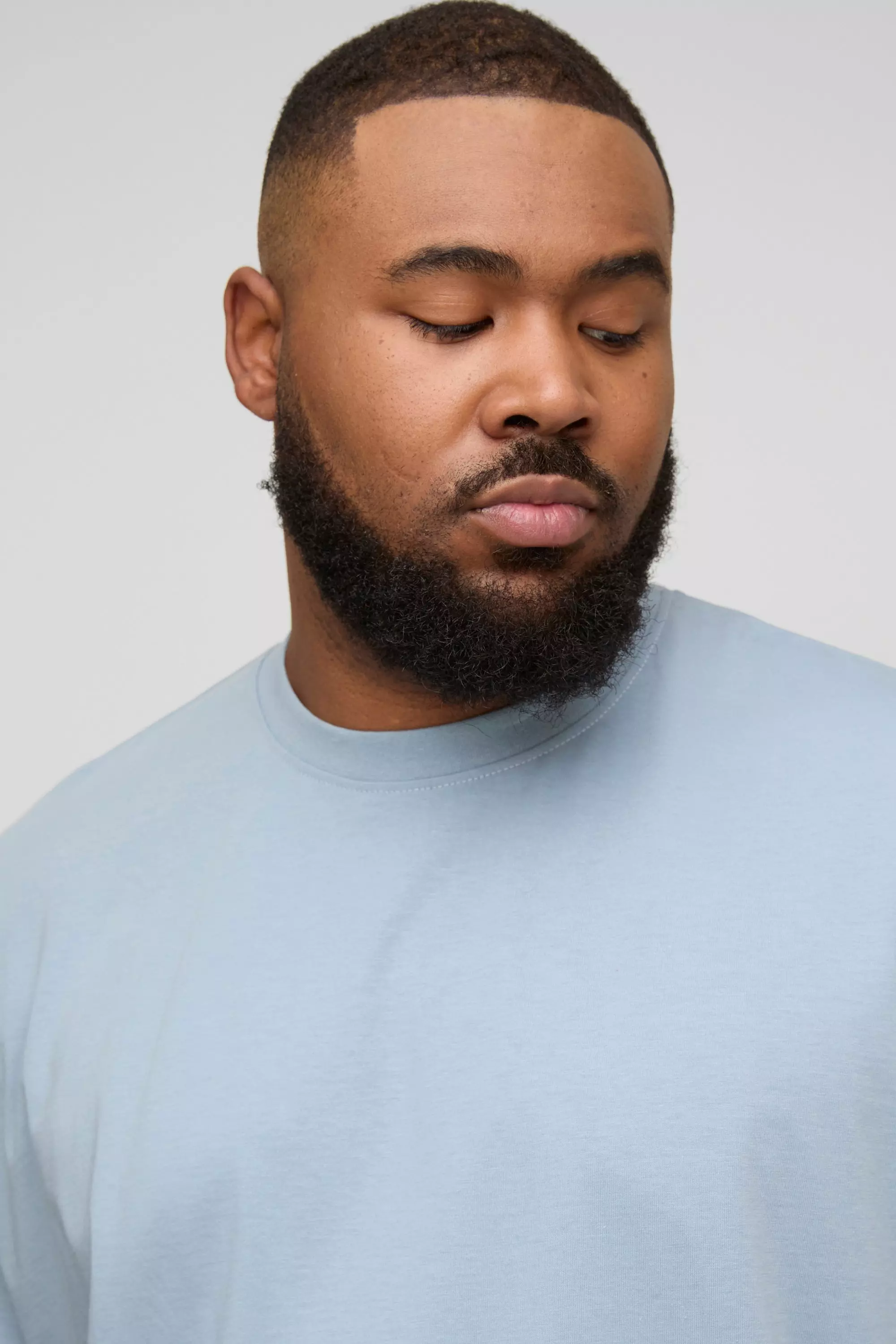 Light blue Plus Basic Oversized T-Shirt Met Crewneck alternatieve afbeelding