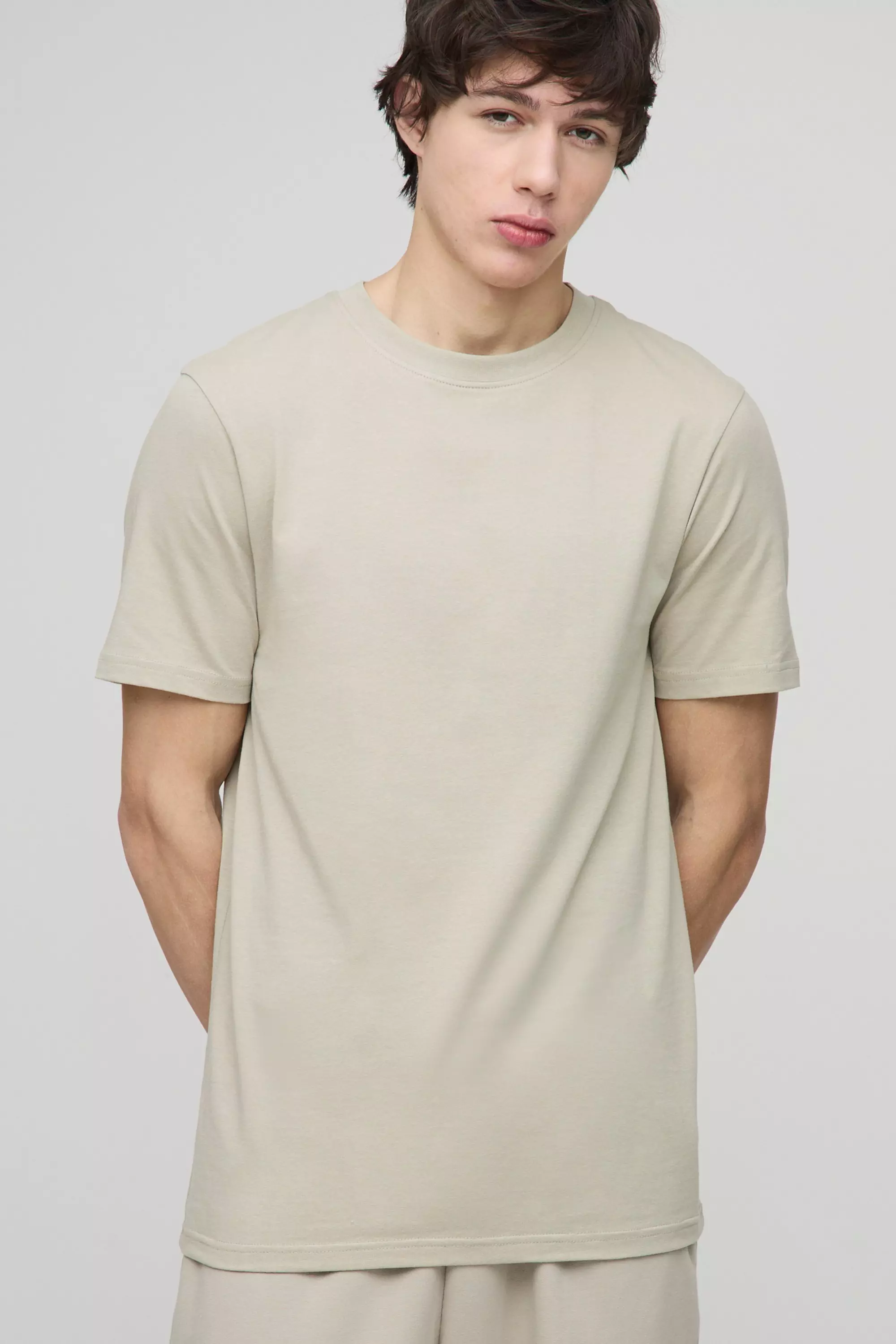 Light khaki Tall Basic Muscle Fit Crew Neck T-Shirt alternative image