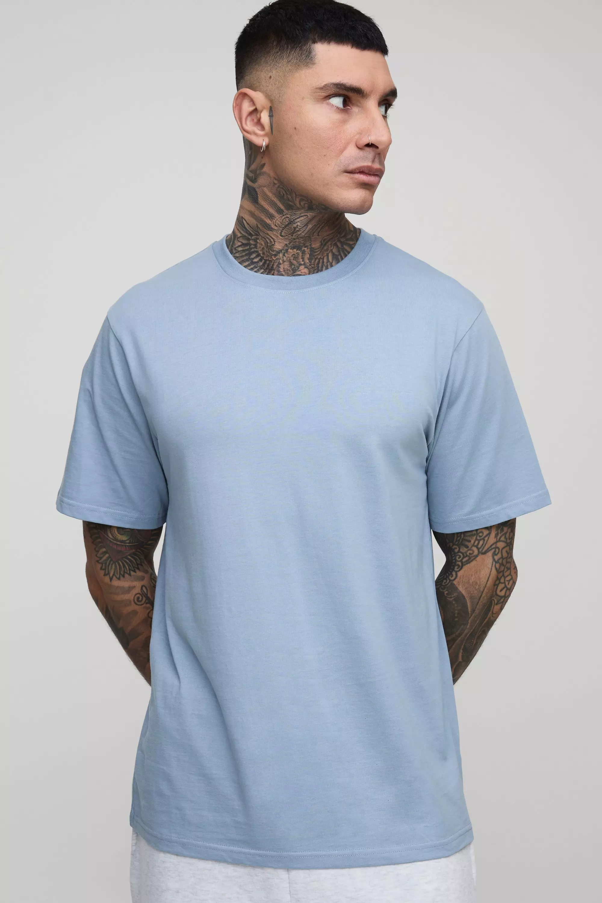 Light blue Tall Basic Regular Fit Crew Neck T-Shirt alternative image