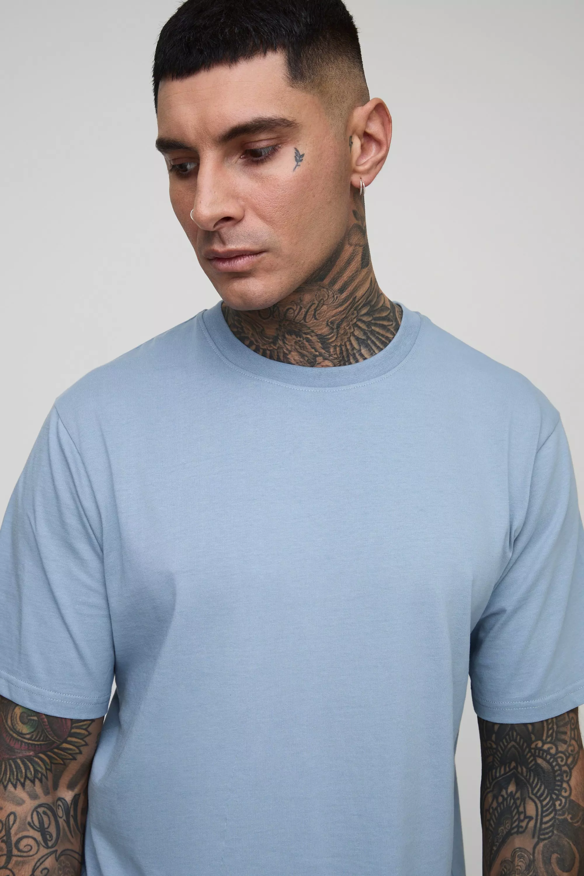 Light blue Tall Basic Regular Fit Crew Neck T-Shirt alternative image