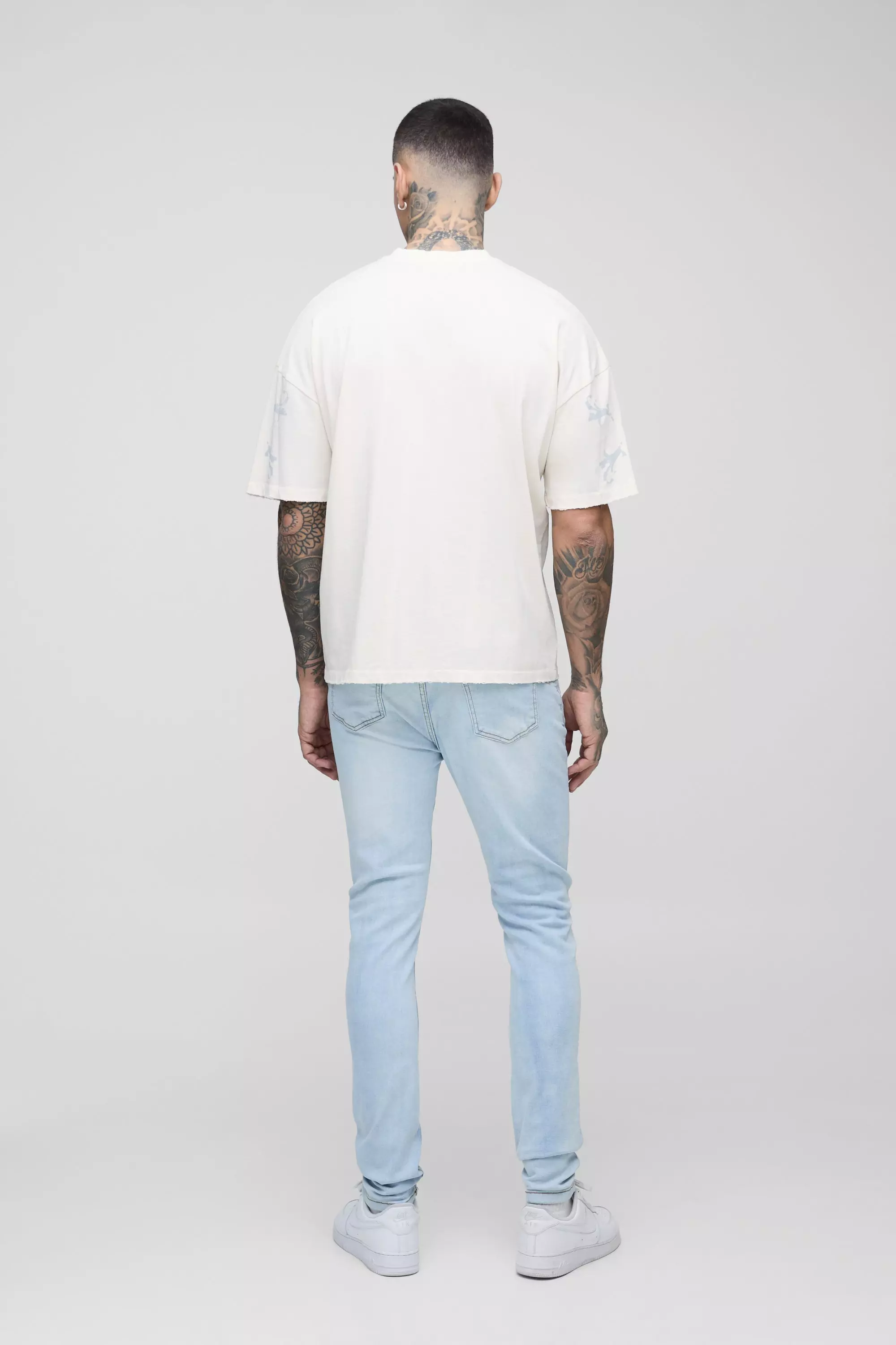 Tall Skinny Stretch Ripped Bleach Wash Jean alternative image