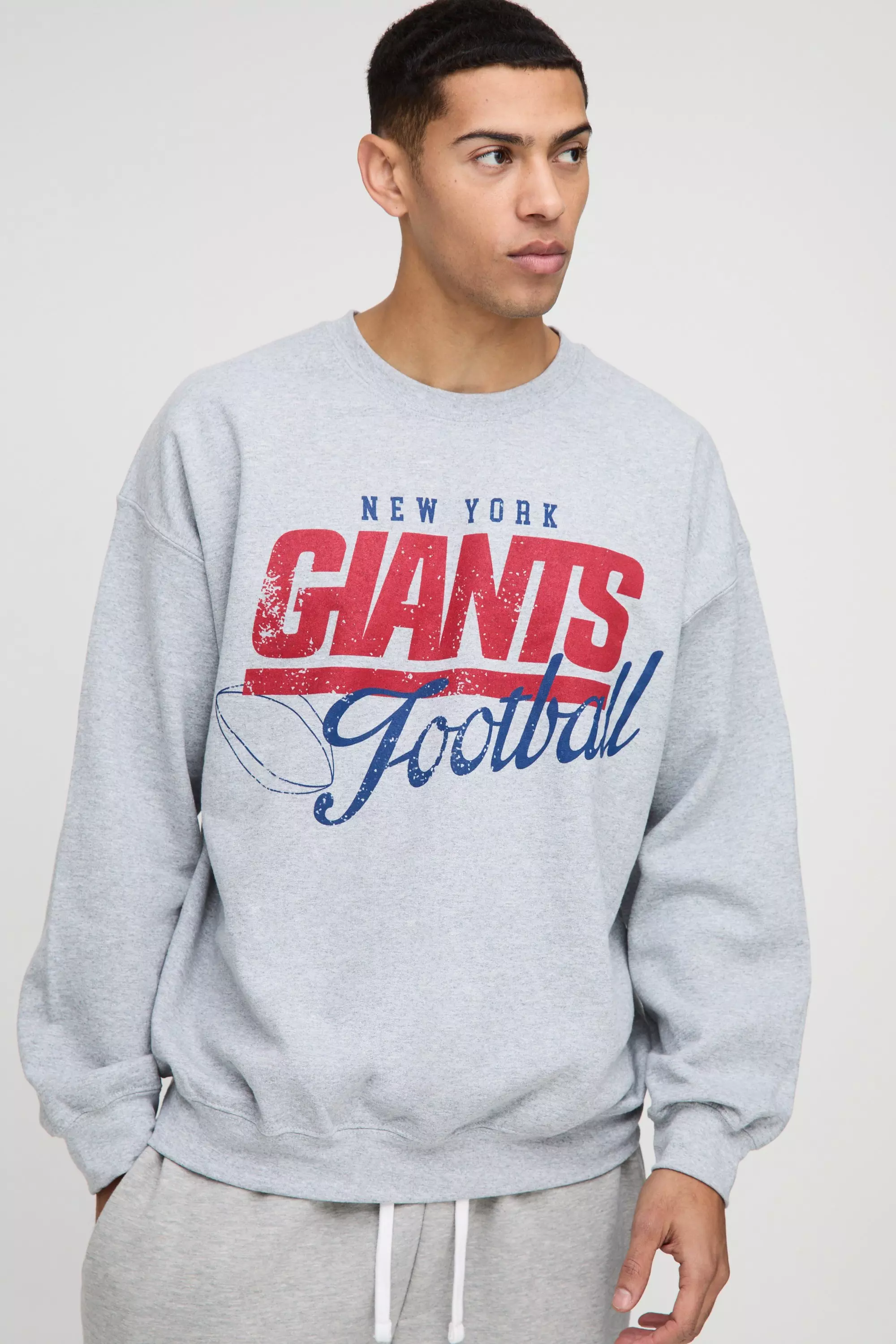 Grey marl Oversized Gelicenseerde NFL Giants Trui alternatieve afbeelding