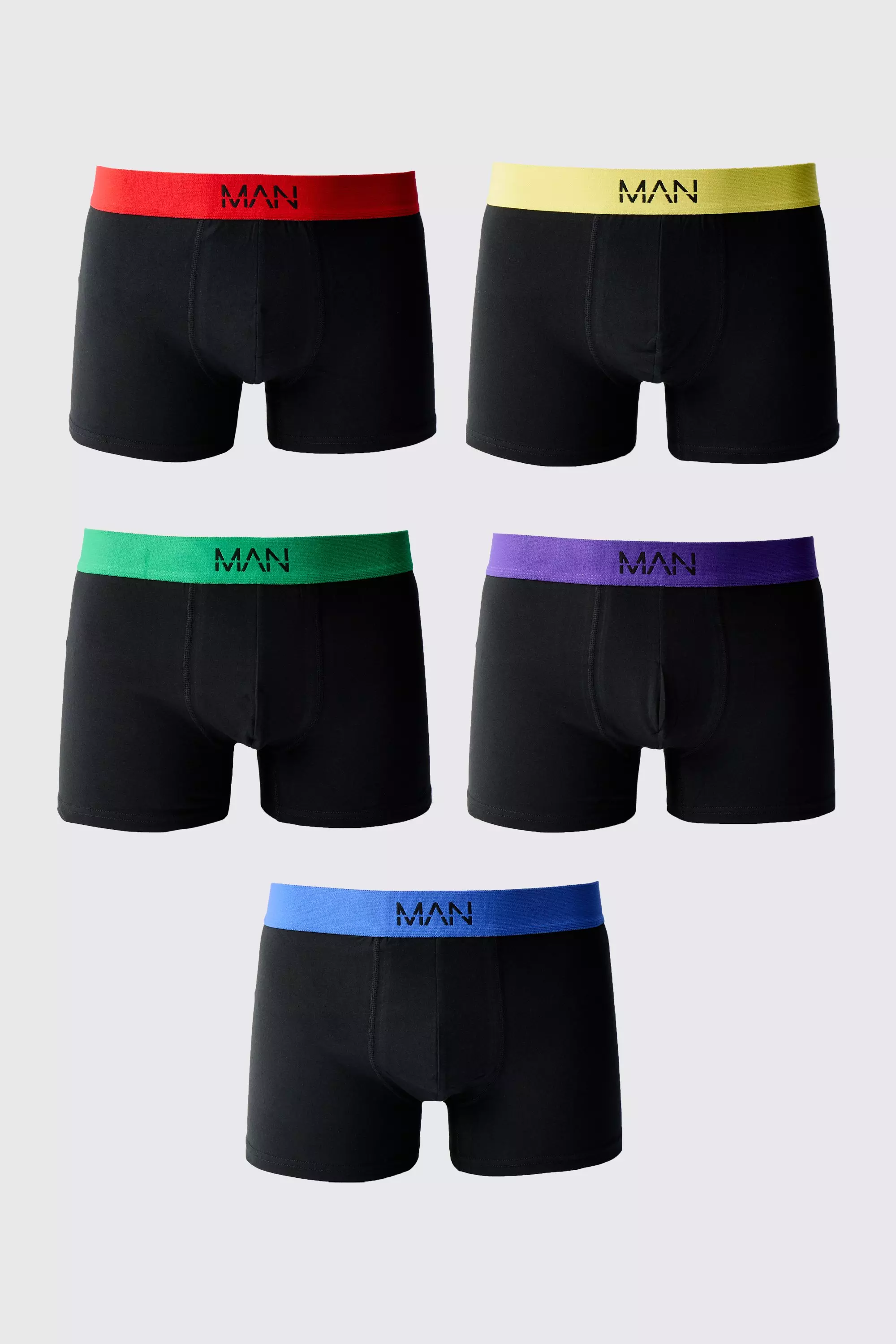 5 Pack Coloured Waistband Boxers Multi