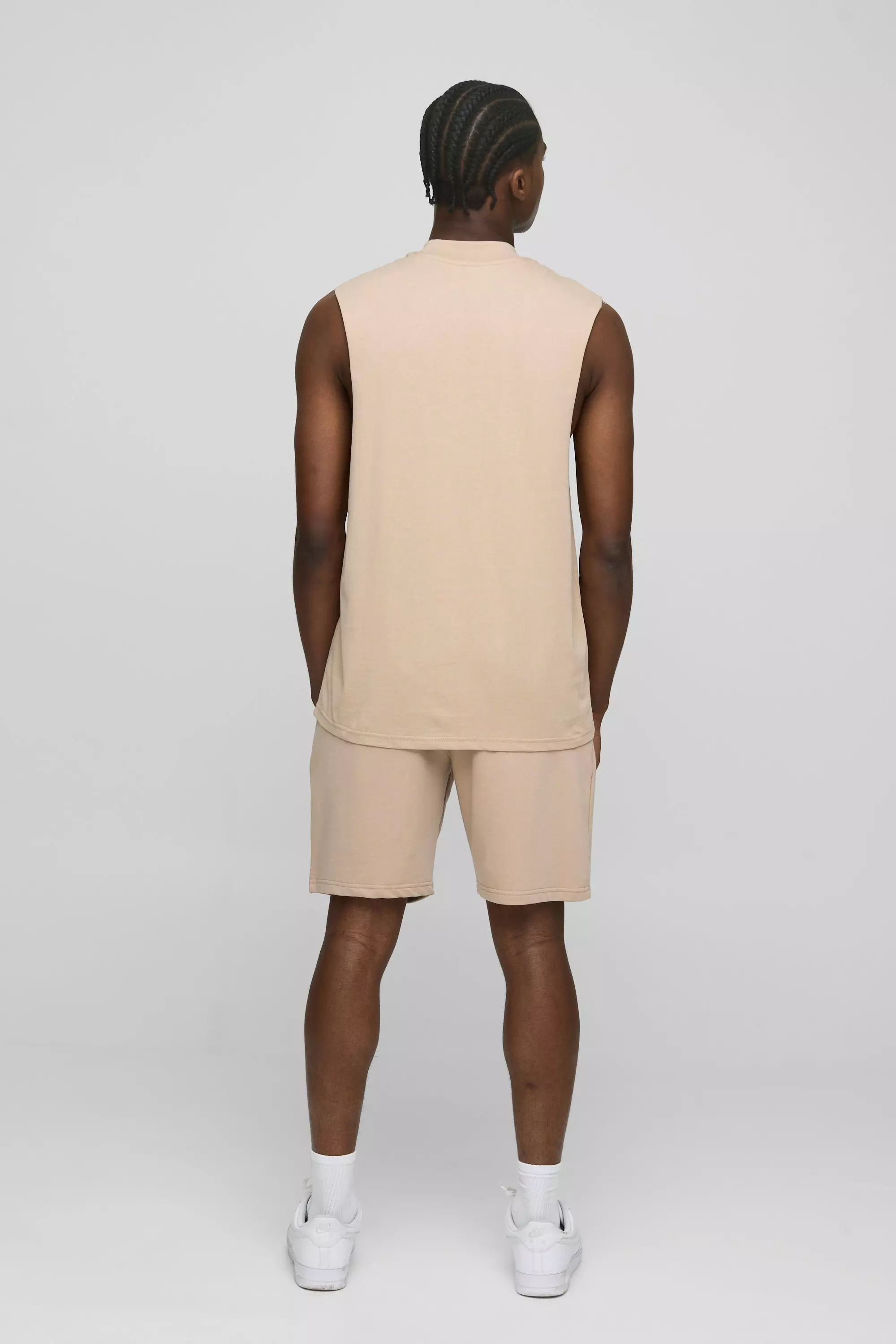 Mocha Regular Fit Basic Drop Armhole Extended Neck Tank alternative image
