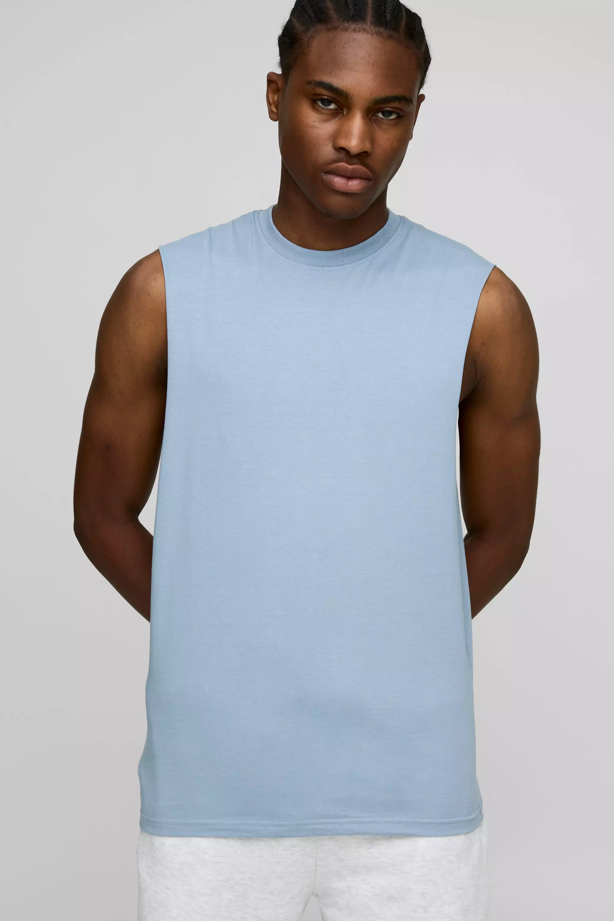 Powder blue Basic Tank Top Met Grote Armgaten alternatieve afbeelding