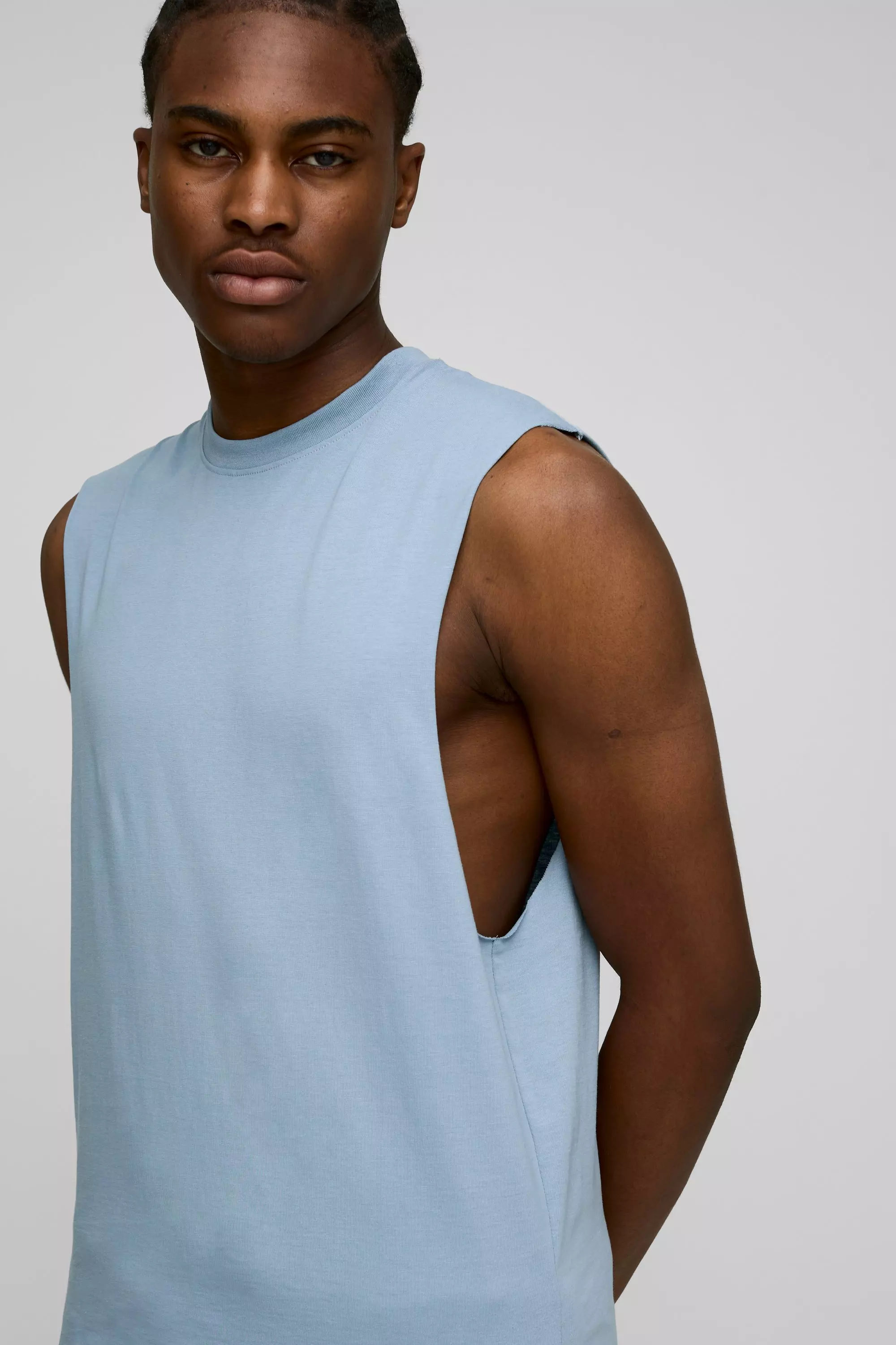 Powder blue Basic Tank Top Met Grote Armgaten alternatieve afbeelding