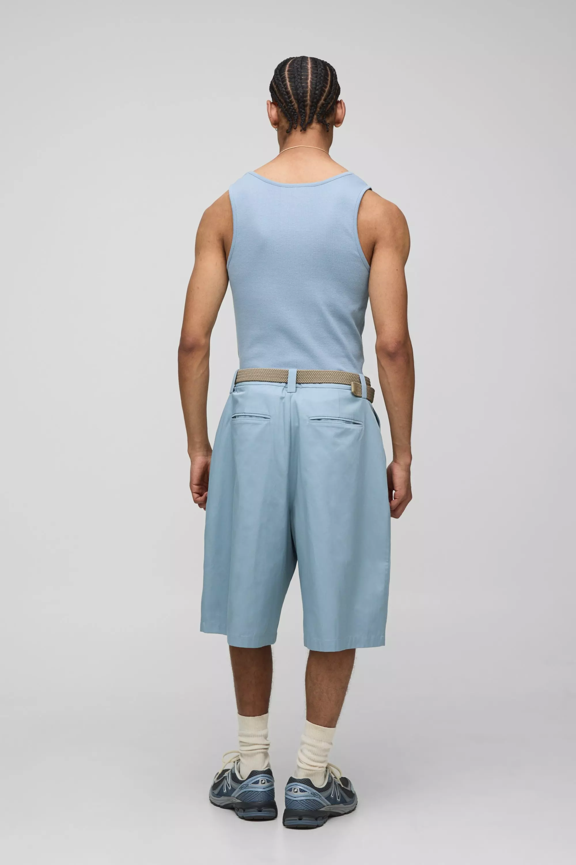 Powder blue Basic Geribbeld Muscle Fit Hemd alternatieve afbeelding