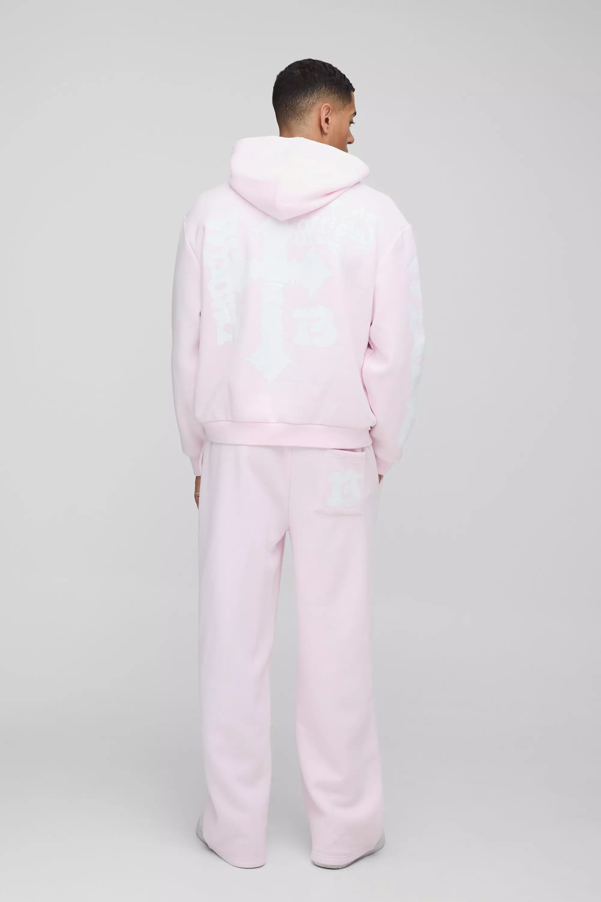 Oversized Boxy Cross Graphic Hooded Tracksuit | boohooMAN USA