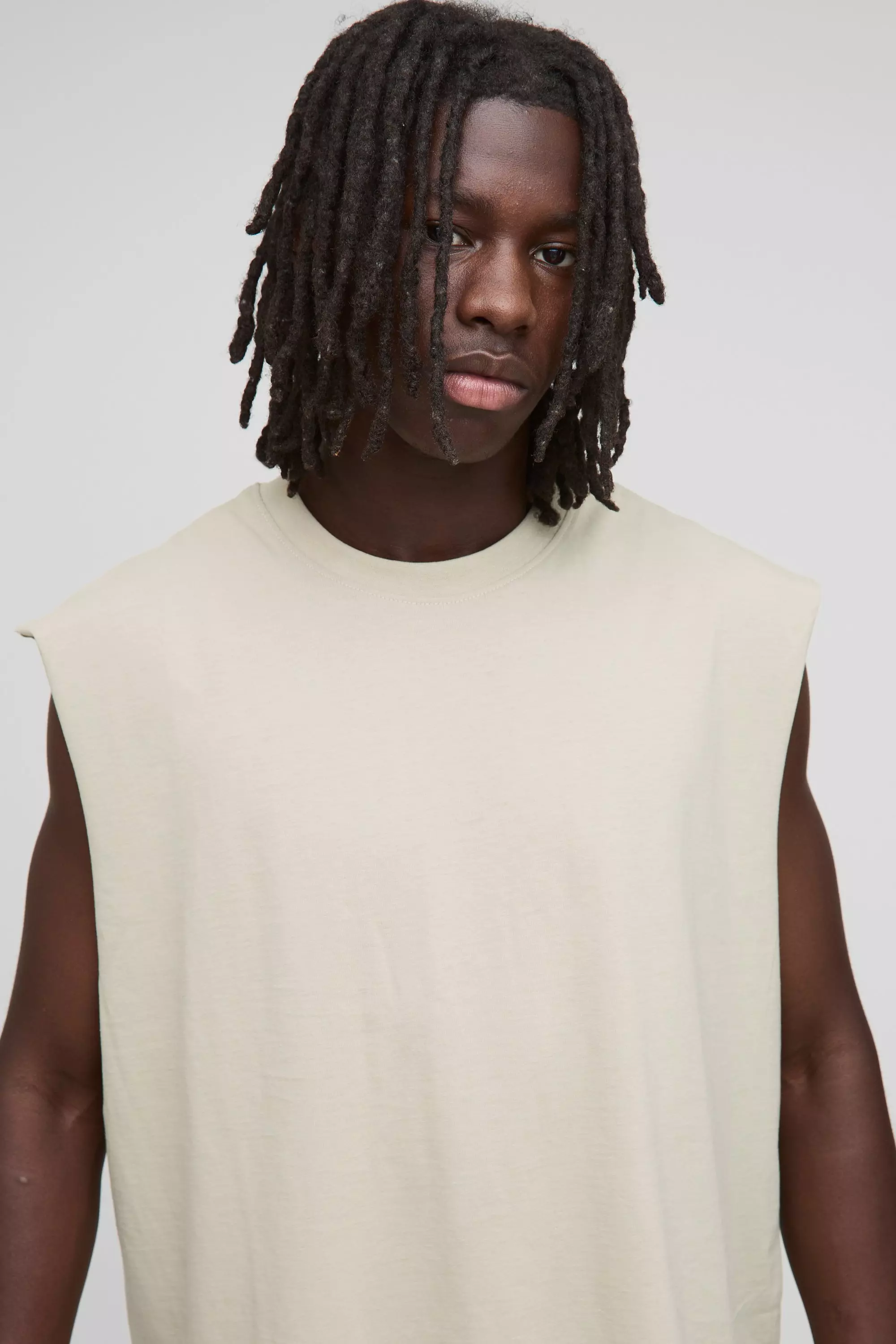 Light khaki Basic Oversized Boxy Tank alternative image