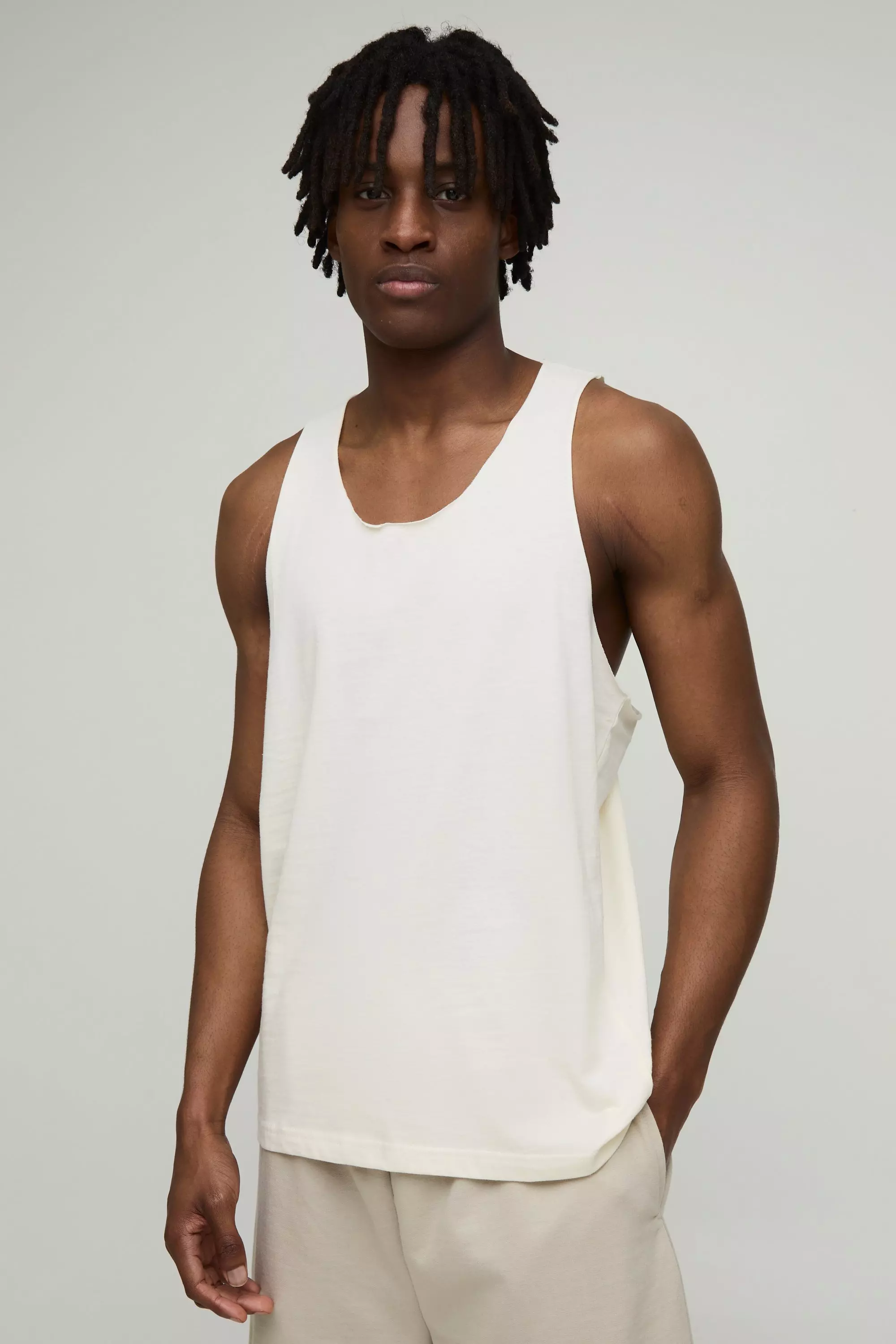 Regular Fit Basic Racer Back Vest Ecru