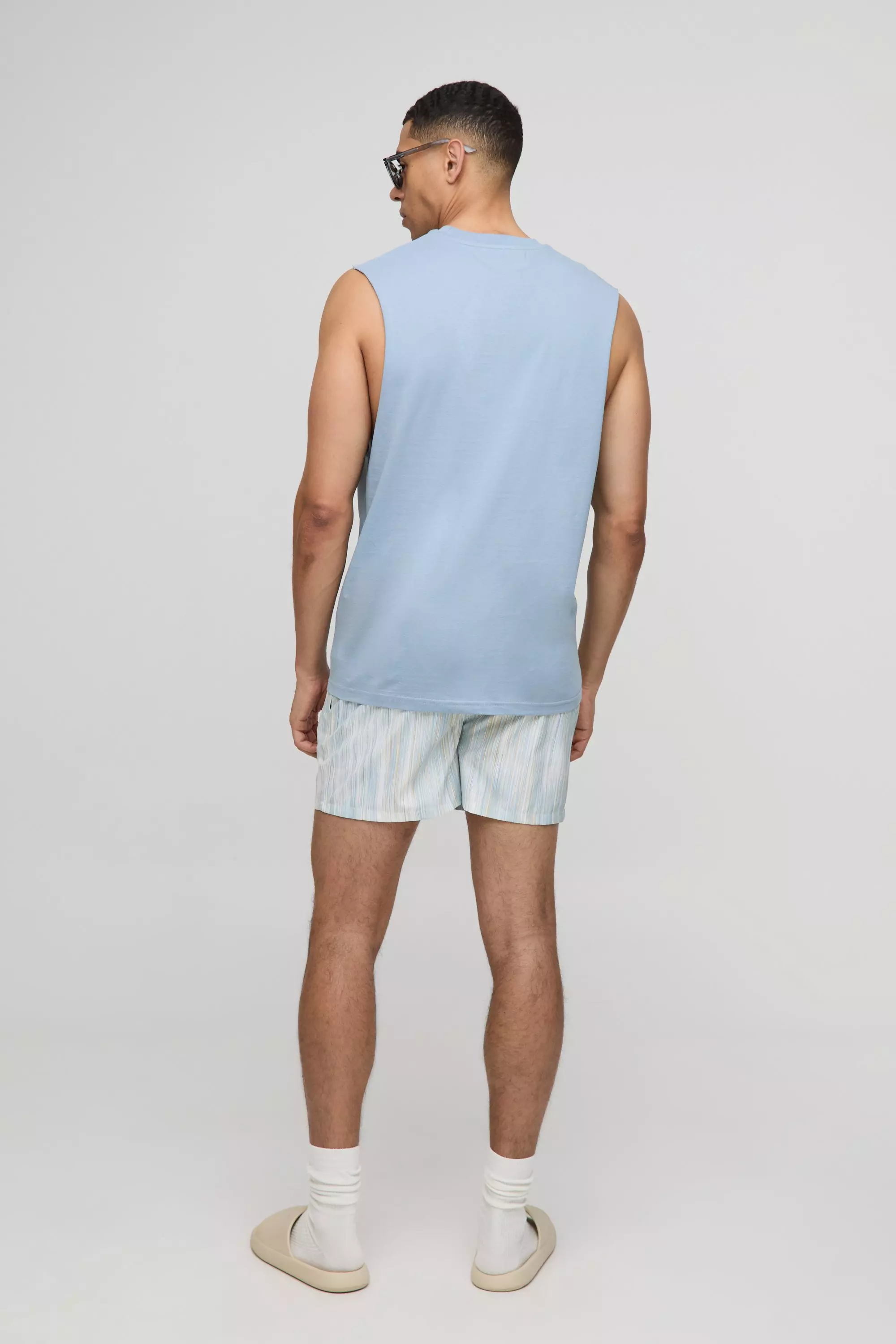Powder blue Regular Fit MAN. Basic Drop Armhole Tank alternative image